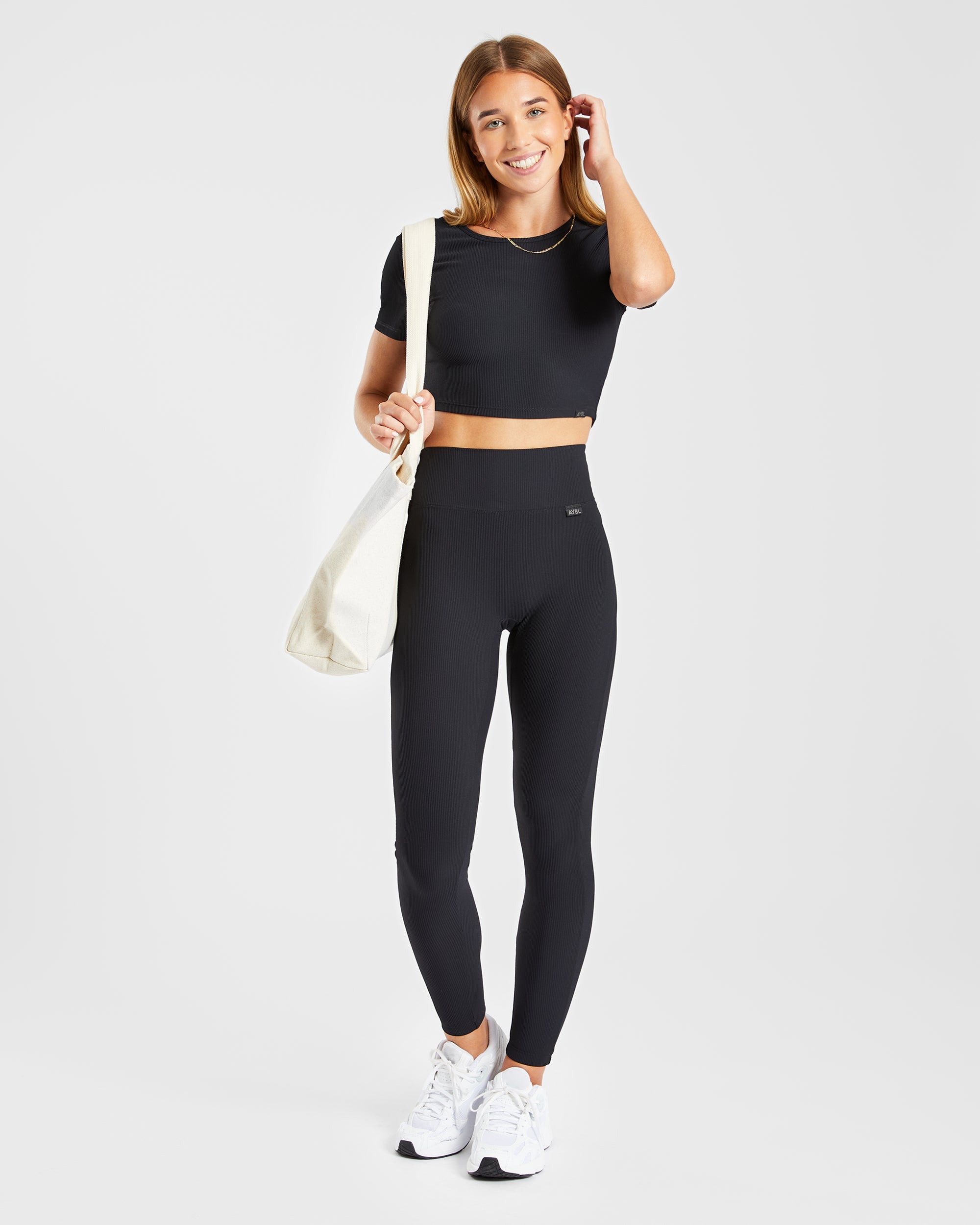 Sculpt Ribbed Leggings - Schwarz