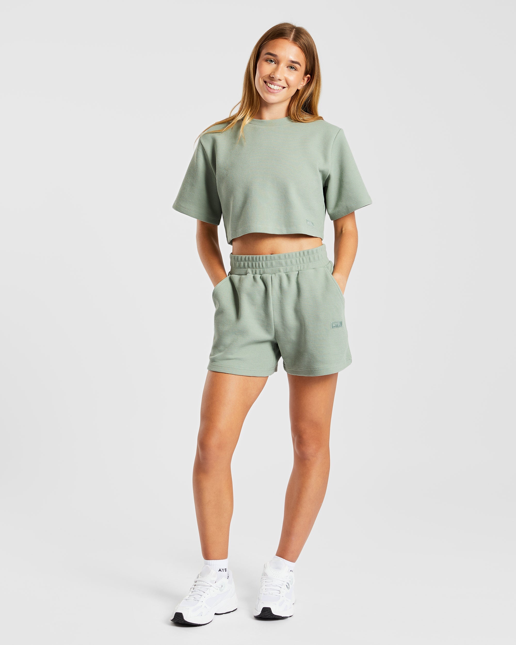 Waffle Shorts - Sage Grün