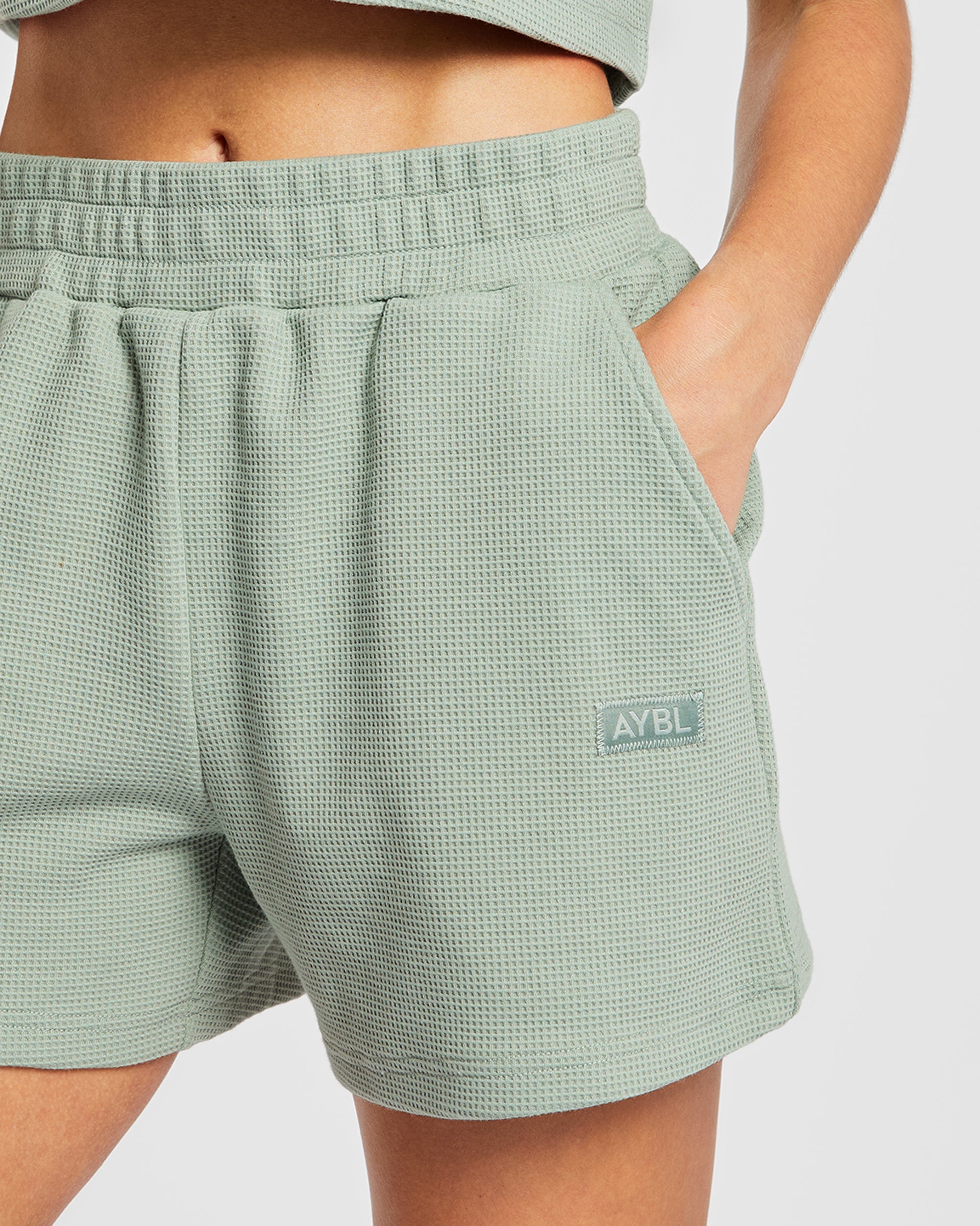 Waffle Shorts - Sage Grün