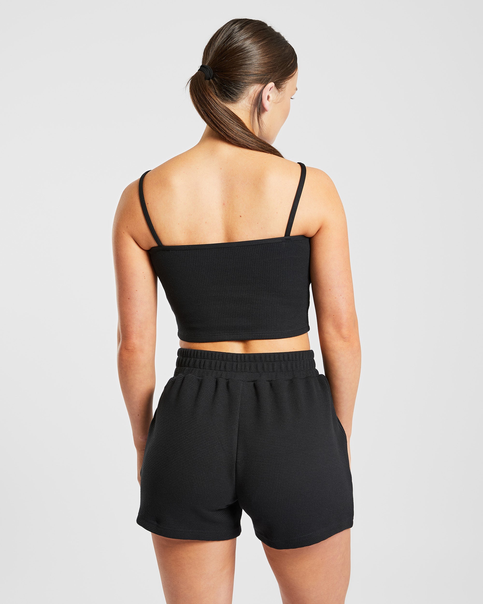 Waffle Crop Vest - Schwarz