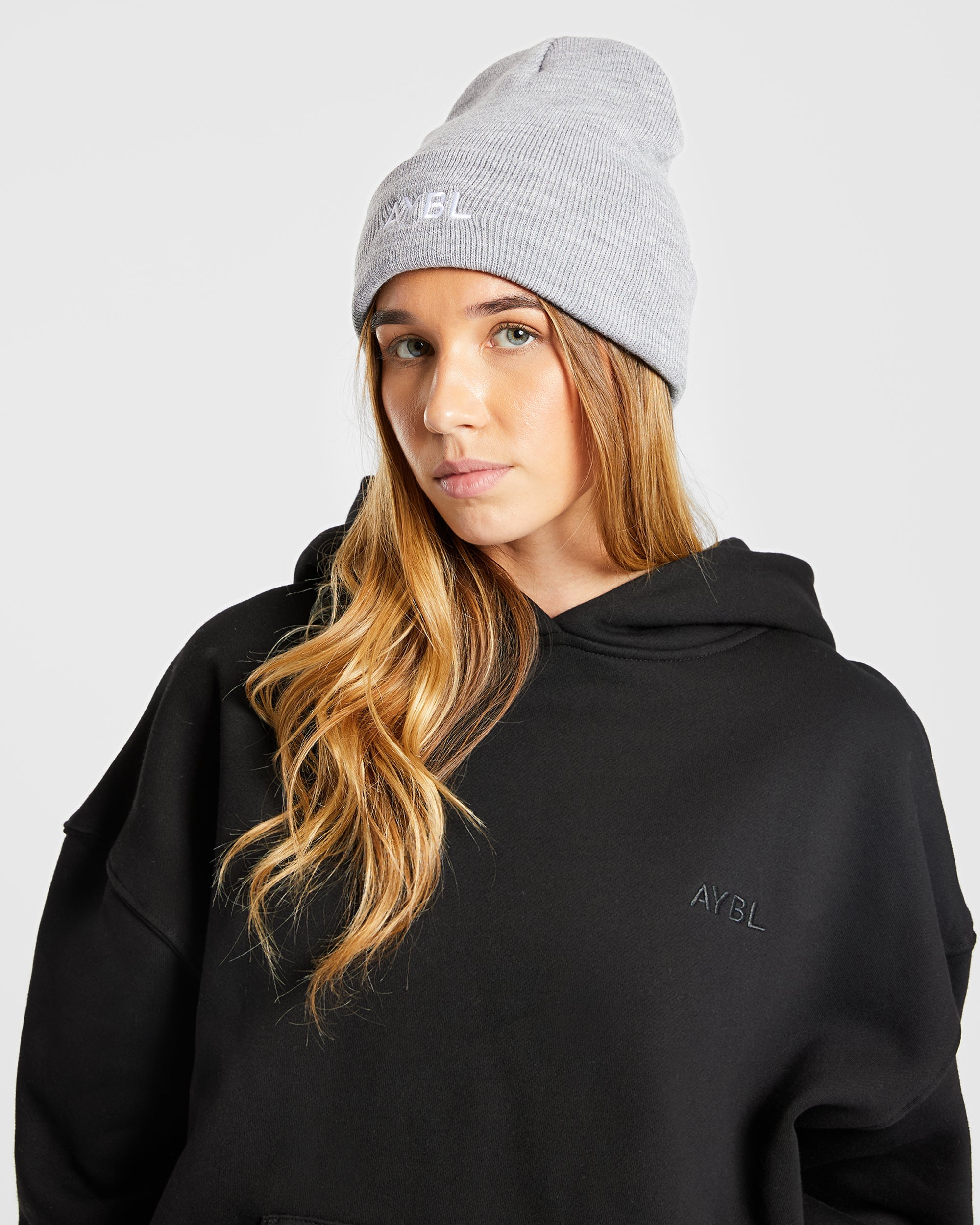 Embroidered Beanie - Grau Marl