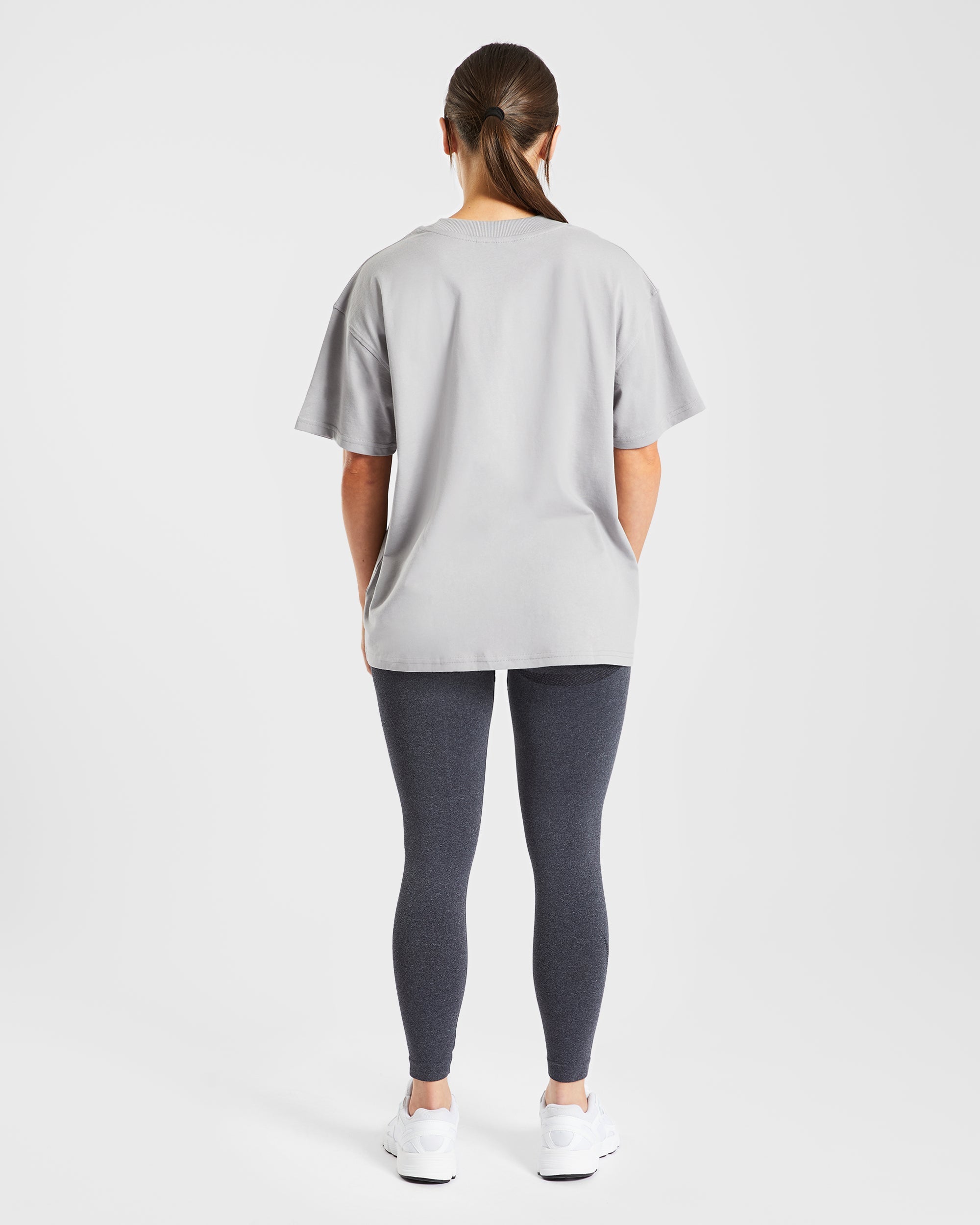 Lifting My Best Life Oversized T Shirt - Grau