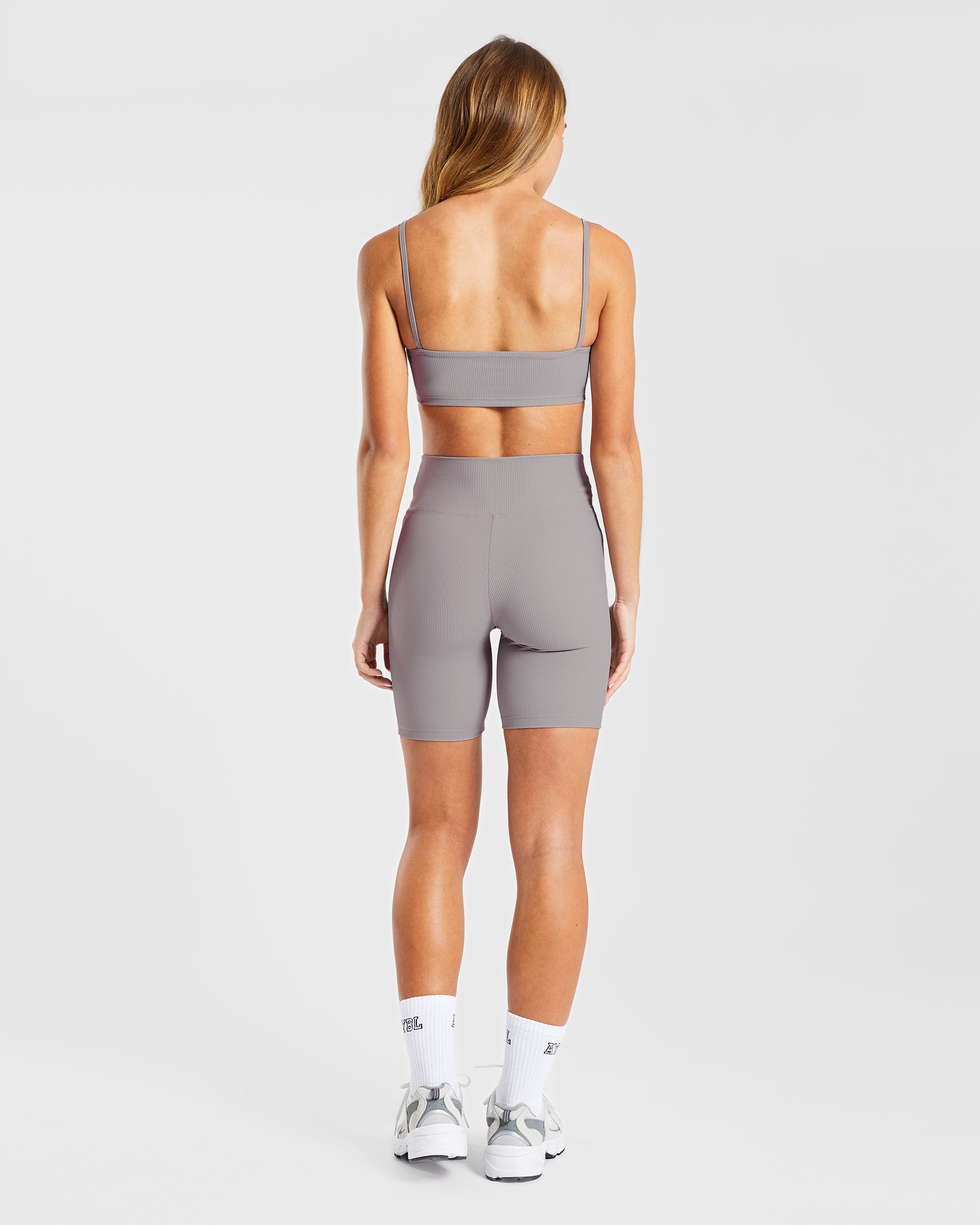 Sculpt Ribbed Cycling Shorts - Fog Grau