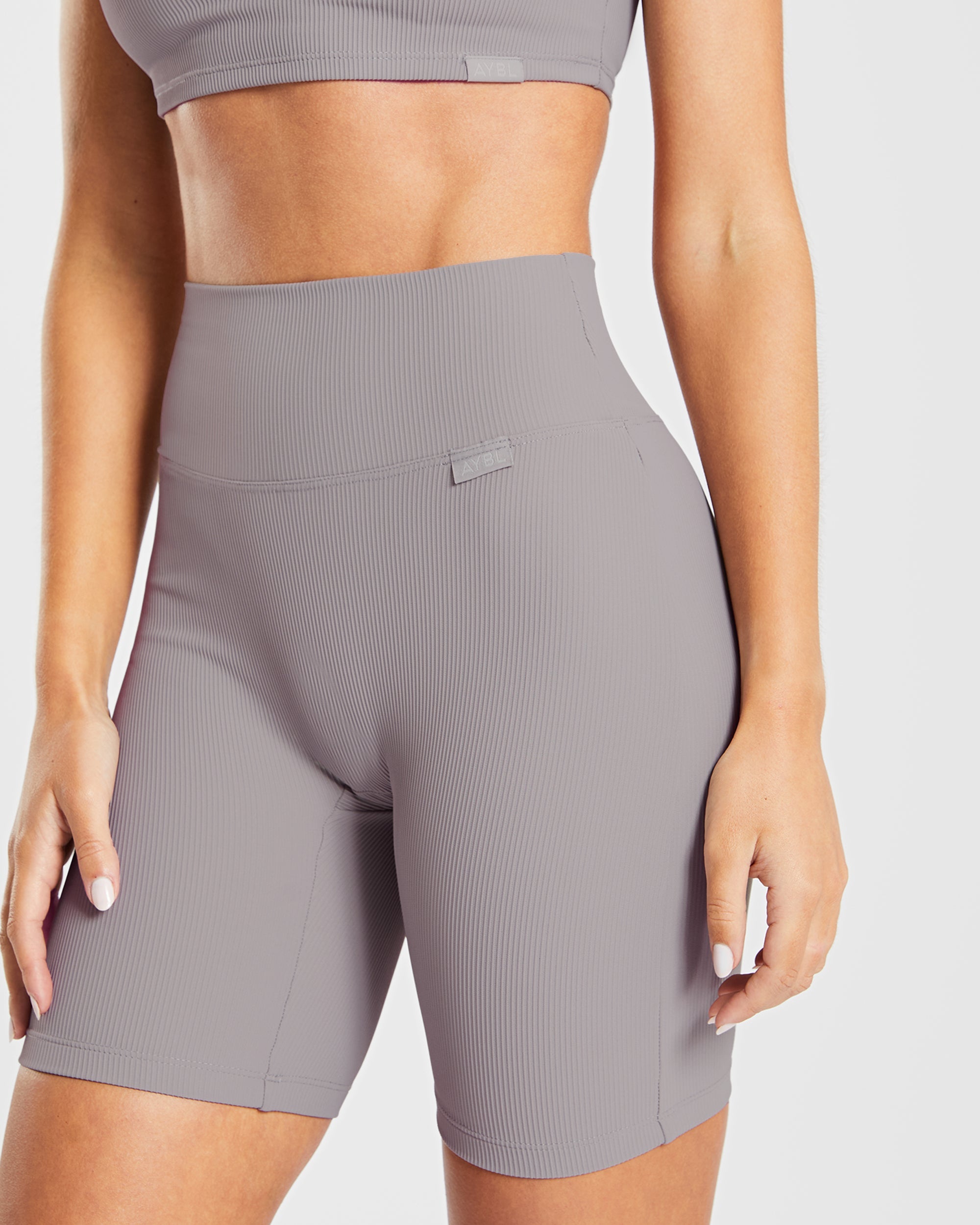 Sculpt Ribbed Cycling Shorts - Fog Grau