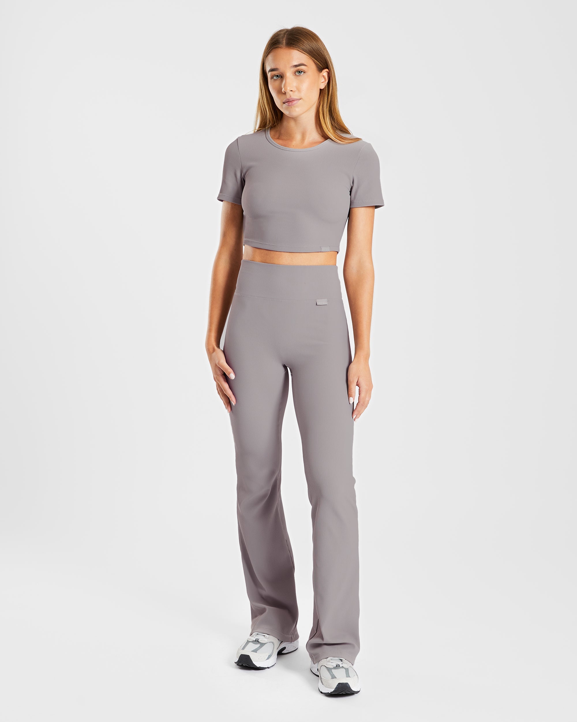 Sculpt Ribbed Crop Top - Fog Grau