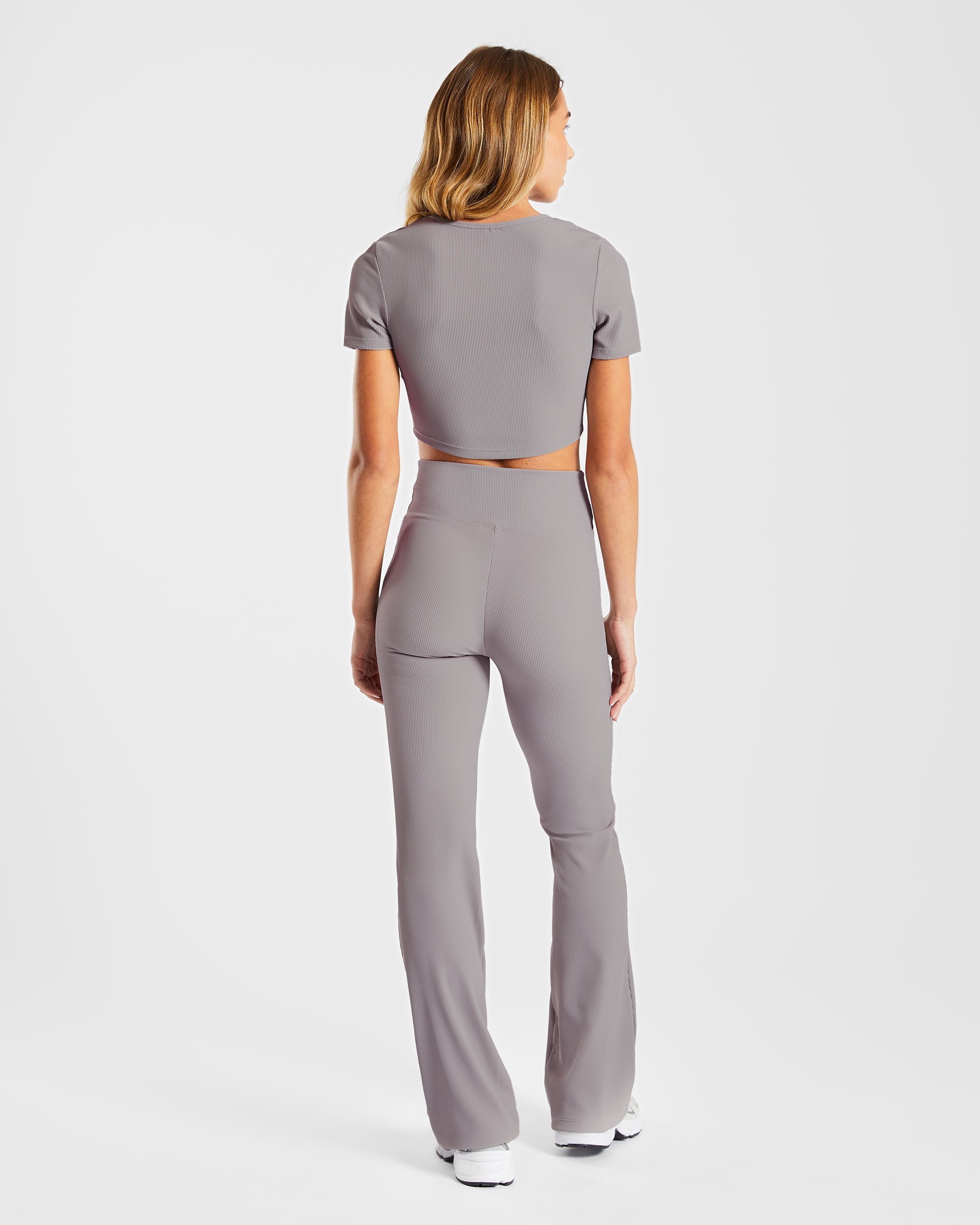 Sculpt Ribbed Flared Leggings - Fog Grau