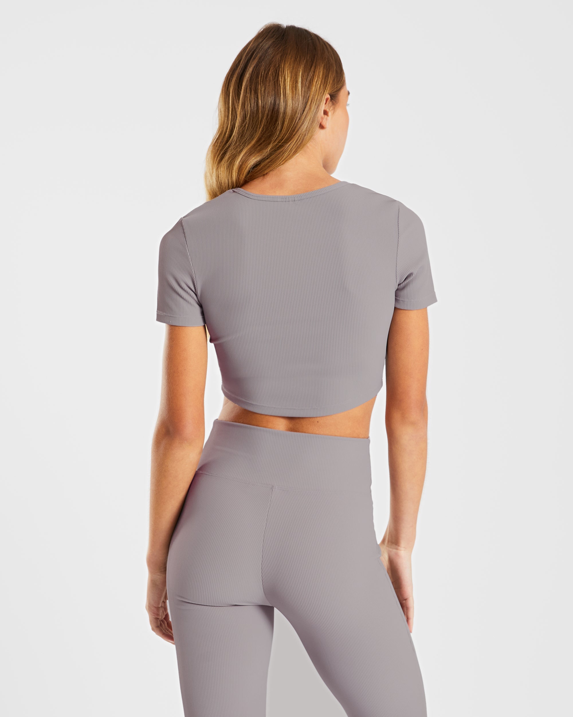 Sculpt Ribbed Crop Top - Fog Grau