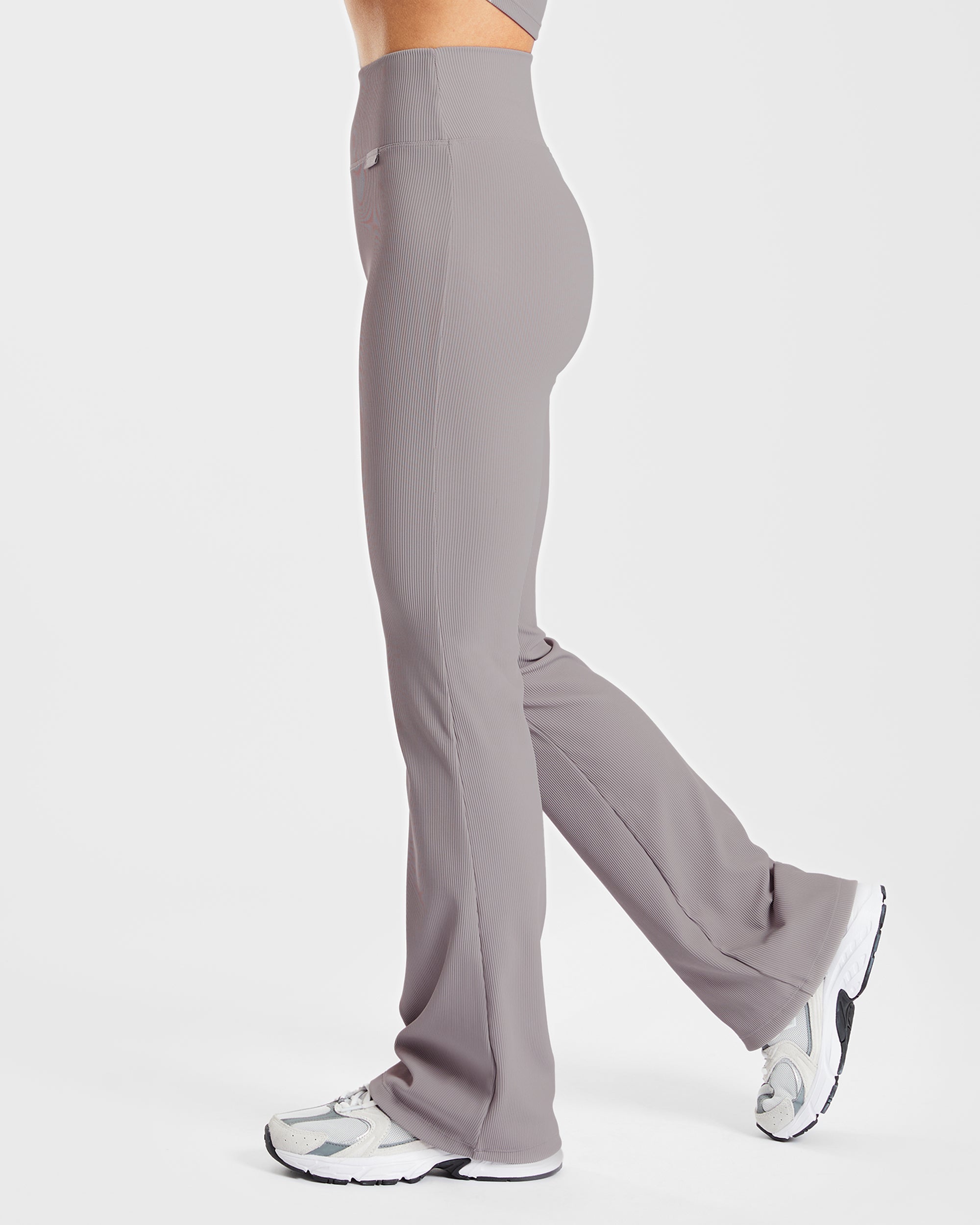 Sculpt Ribbed Flared Leggings - Fog Grau