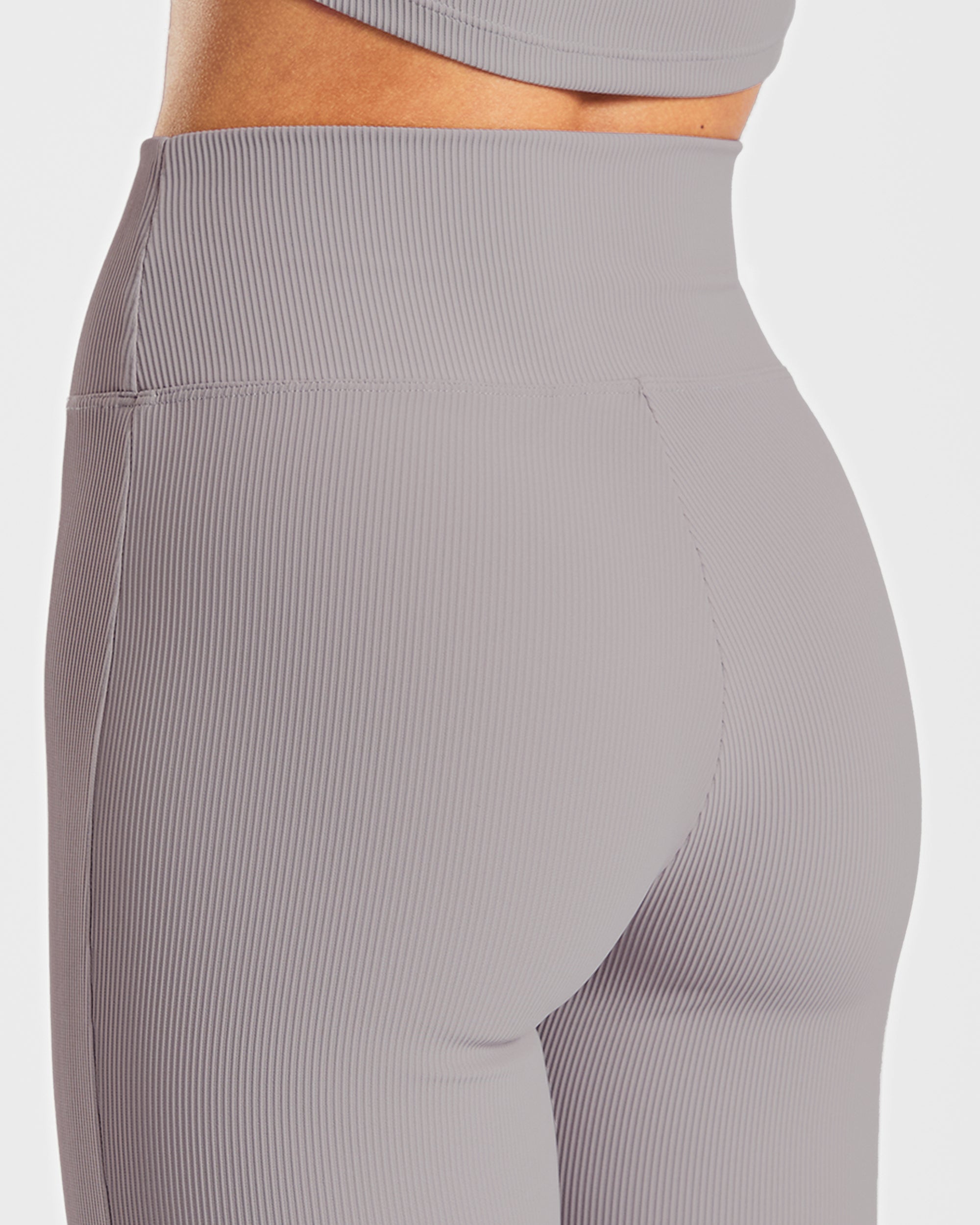 Sculpt Ribbed Flared Leggings - Fog Grau