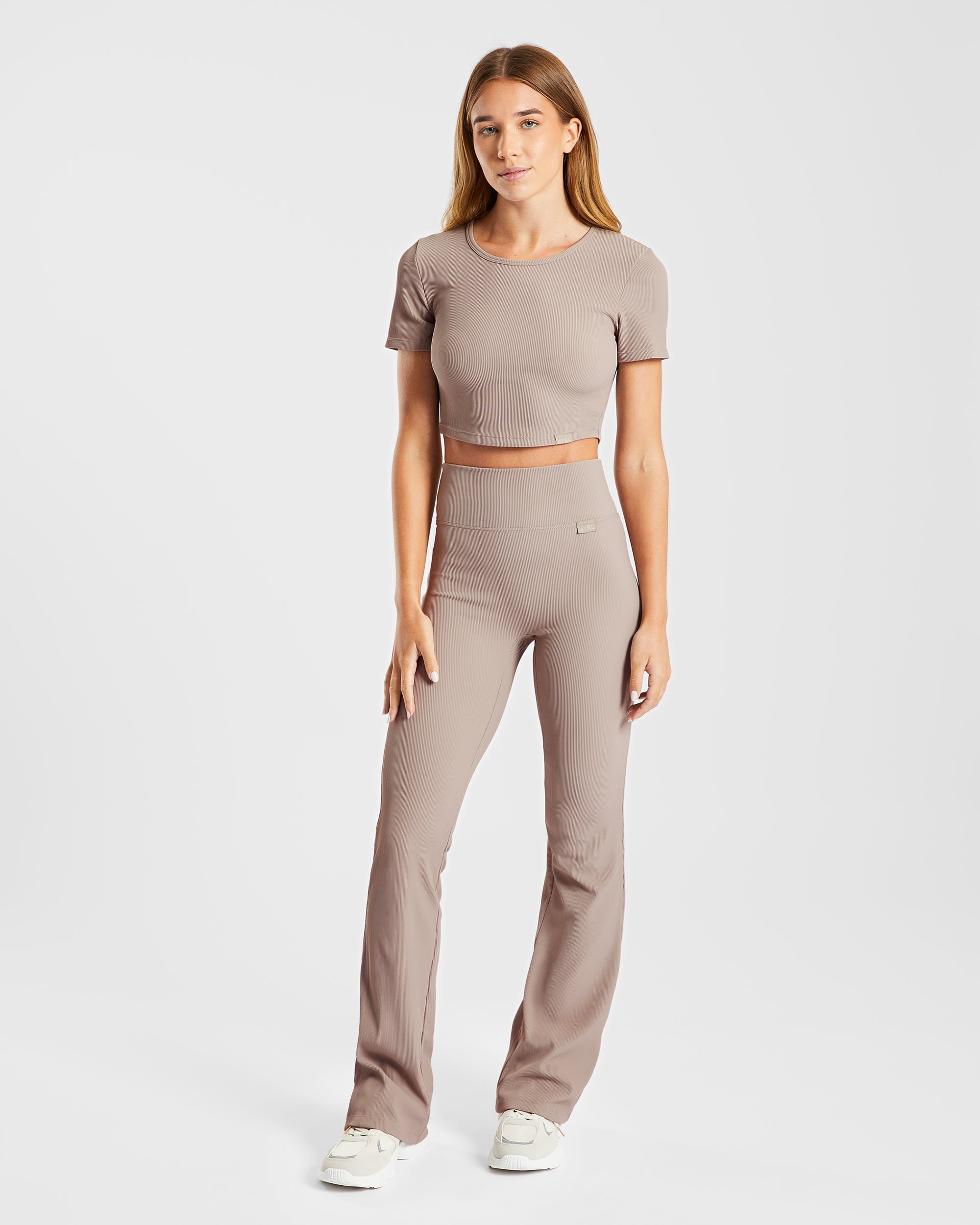 Sculpt Ribbed Crop Top - Taupe