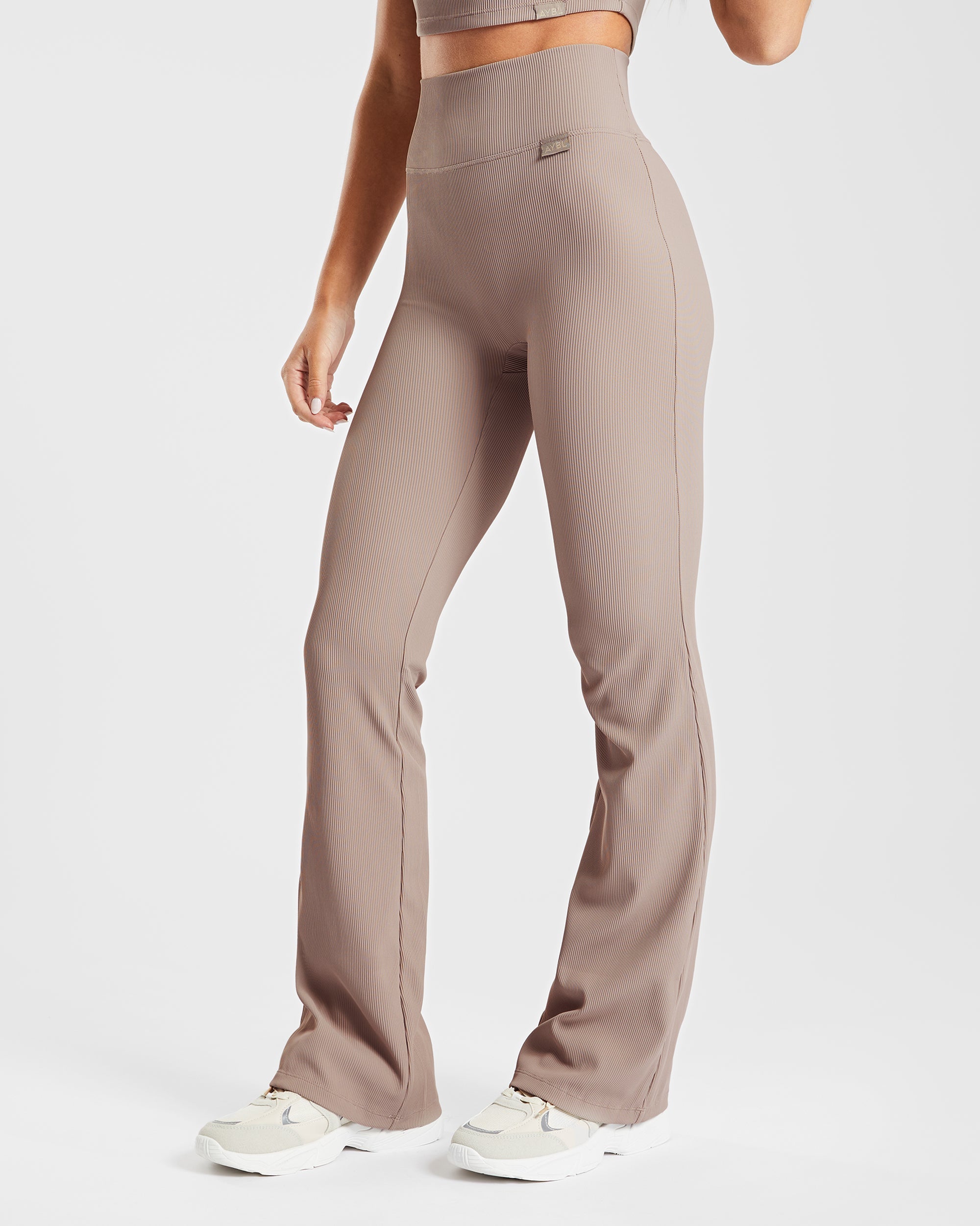 Sculpt Ribbed Flared Leggings - Taupe