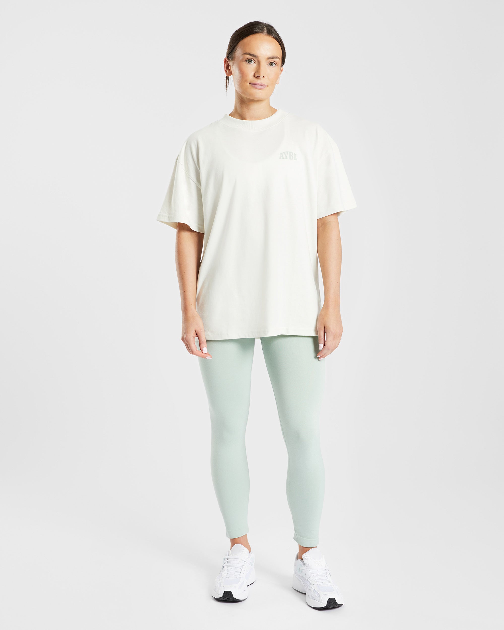 Mind Over Matter Oversized T Shirt - Beige/Grün