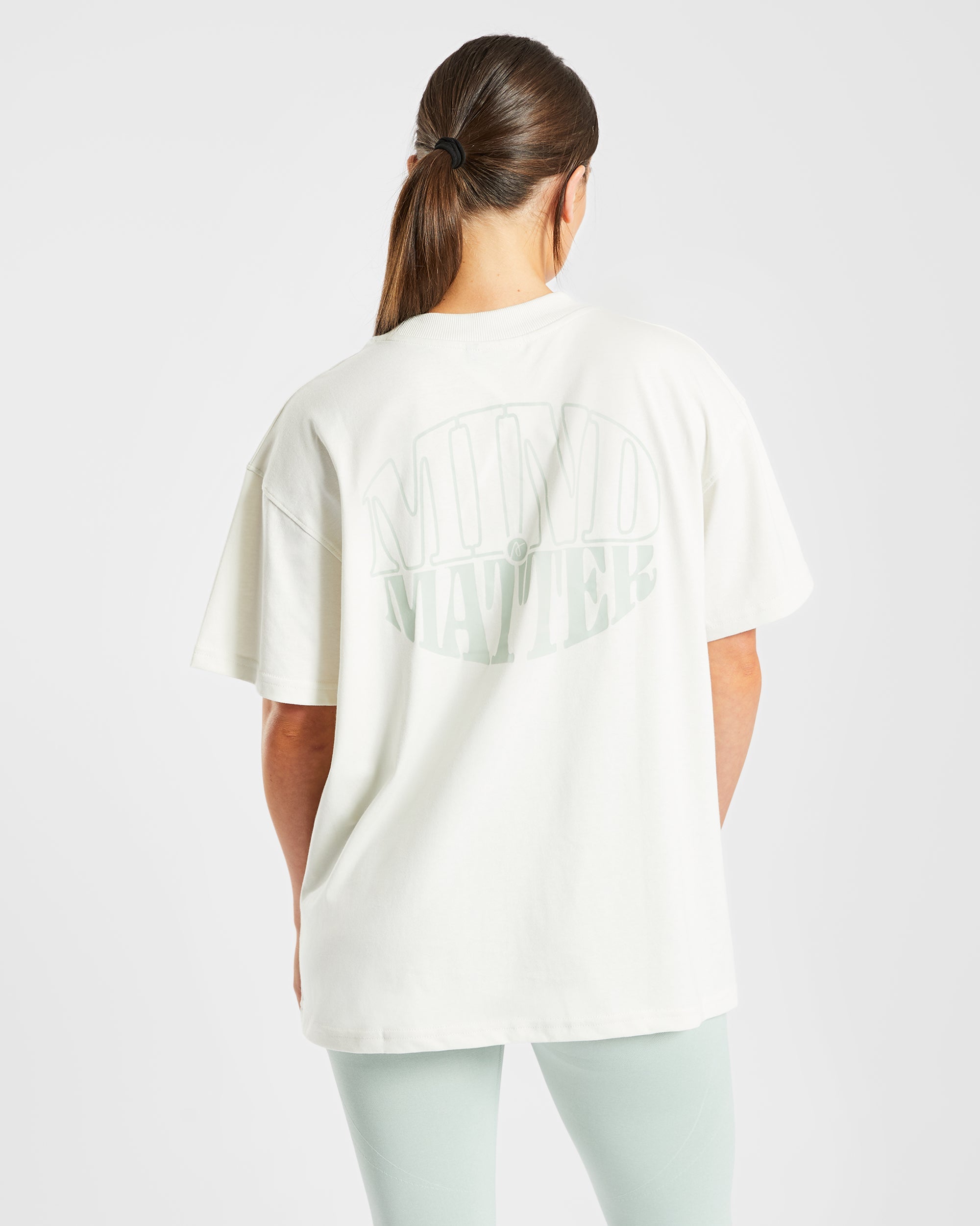 Mind Over Matter Oversized T Shirt - Beige/Grün