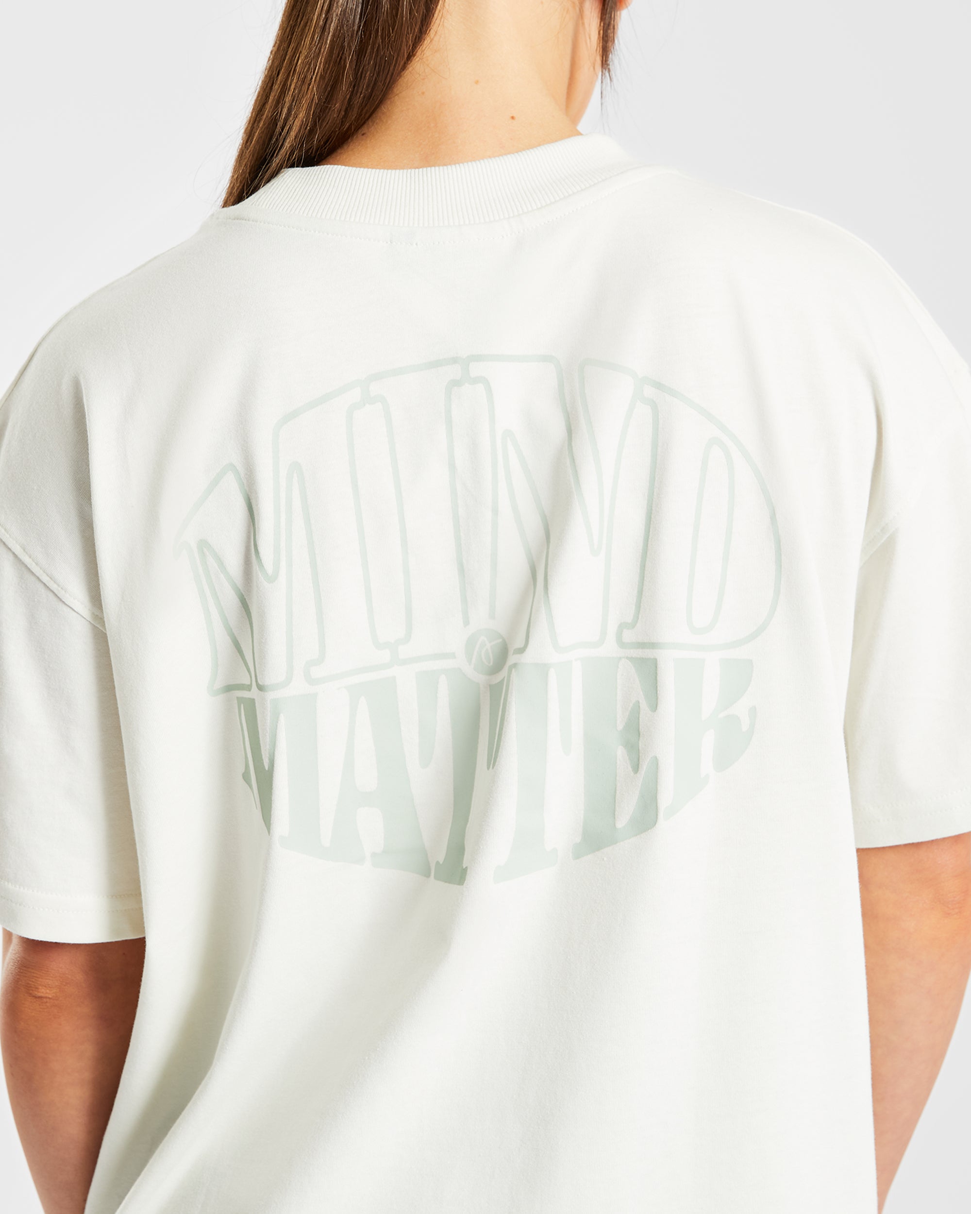 Mind Over Matter Oversized T Shirt - Beige/Grün