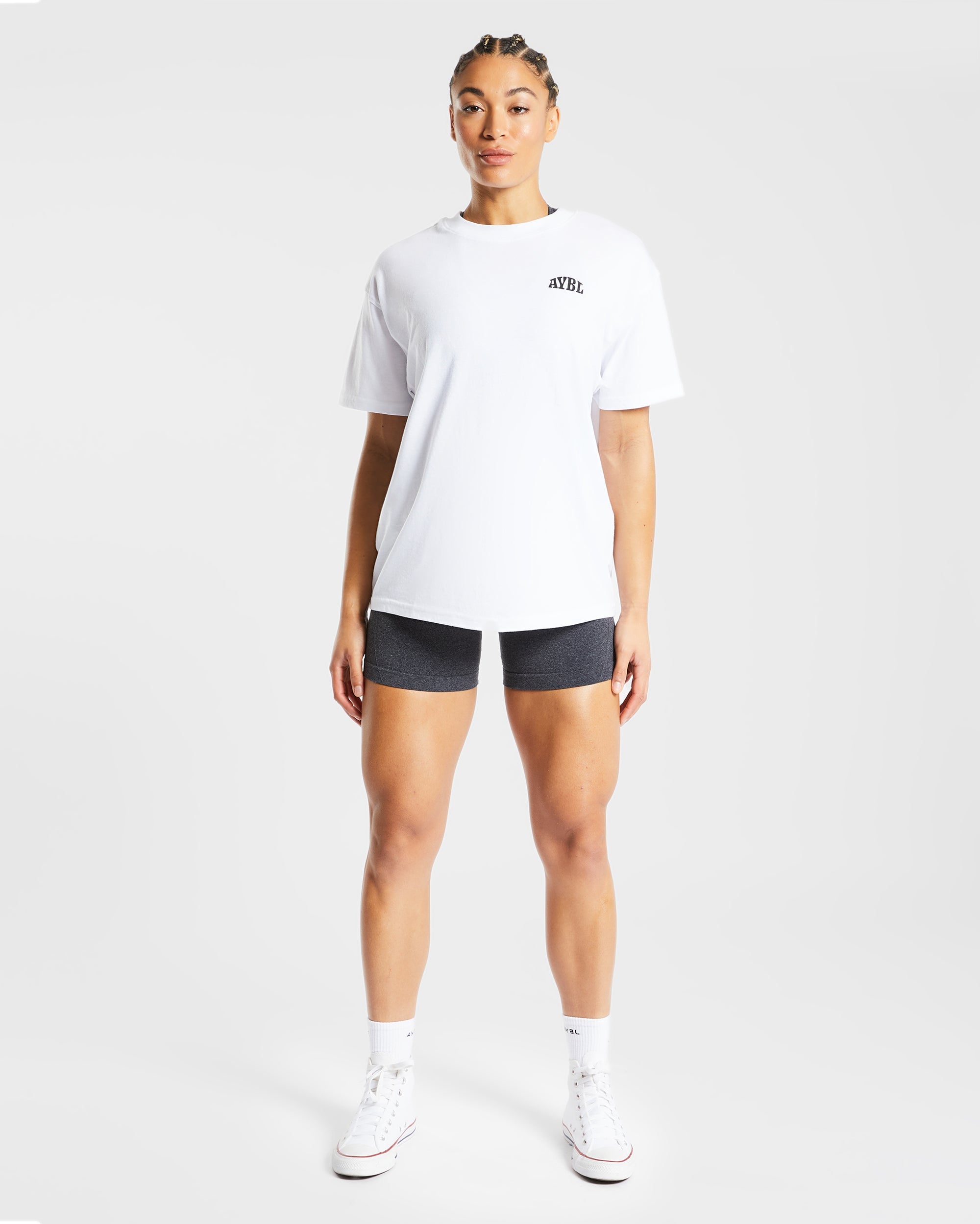 Believe Achieve Oversized T Shirt - Weiß