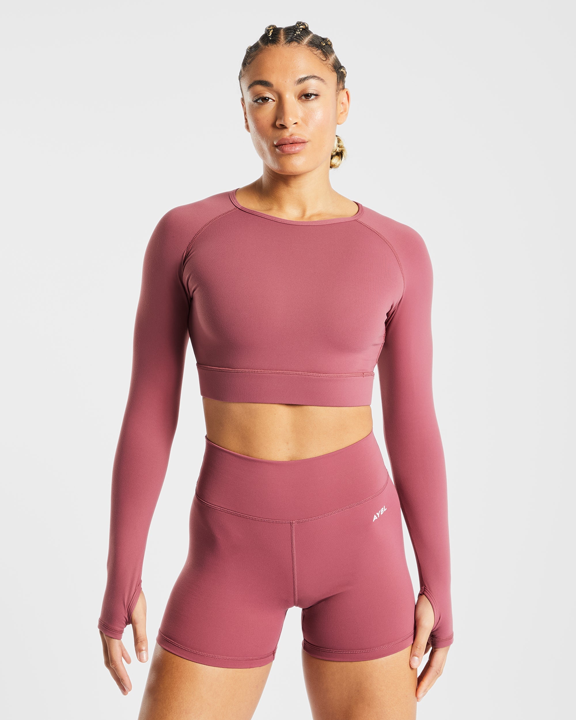 Core Long Sleeve Crop Top - Brick Rot