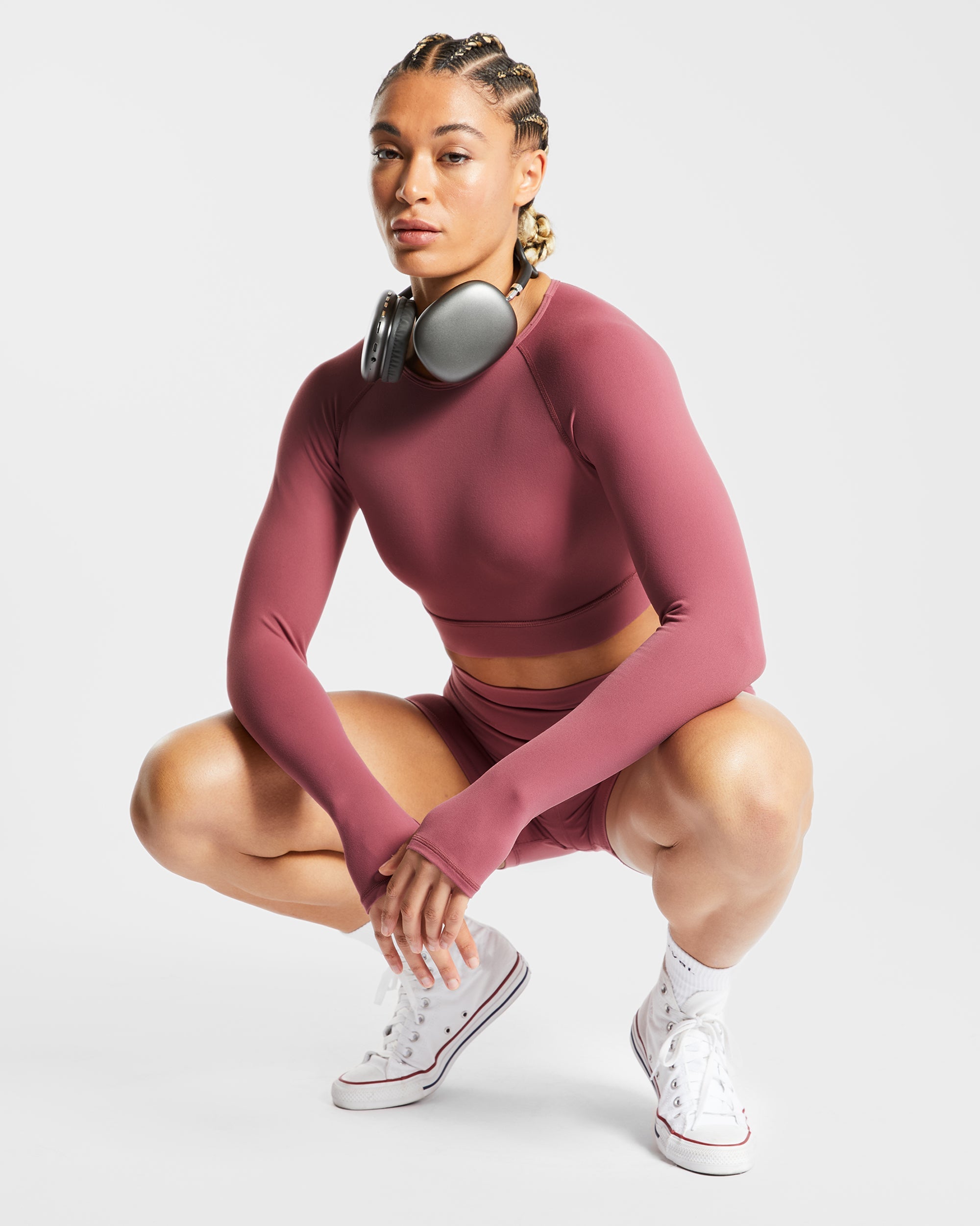 Core Long Sleeve Crop Top - Brick Rot
