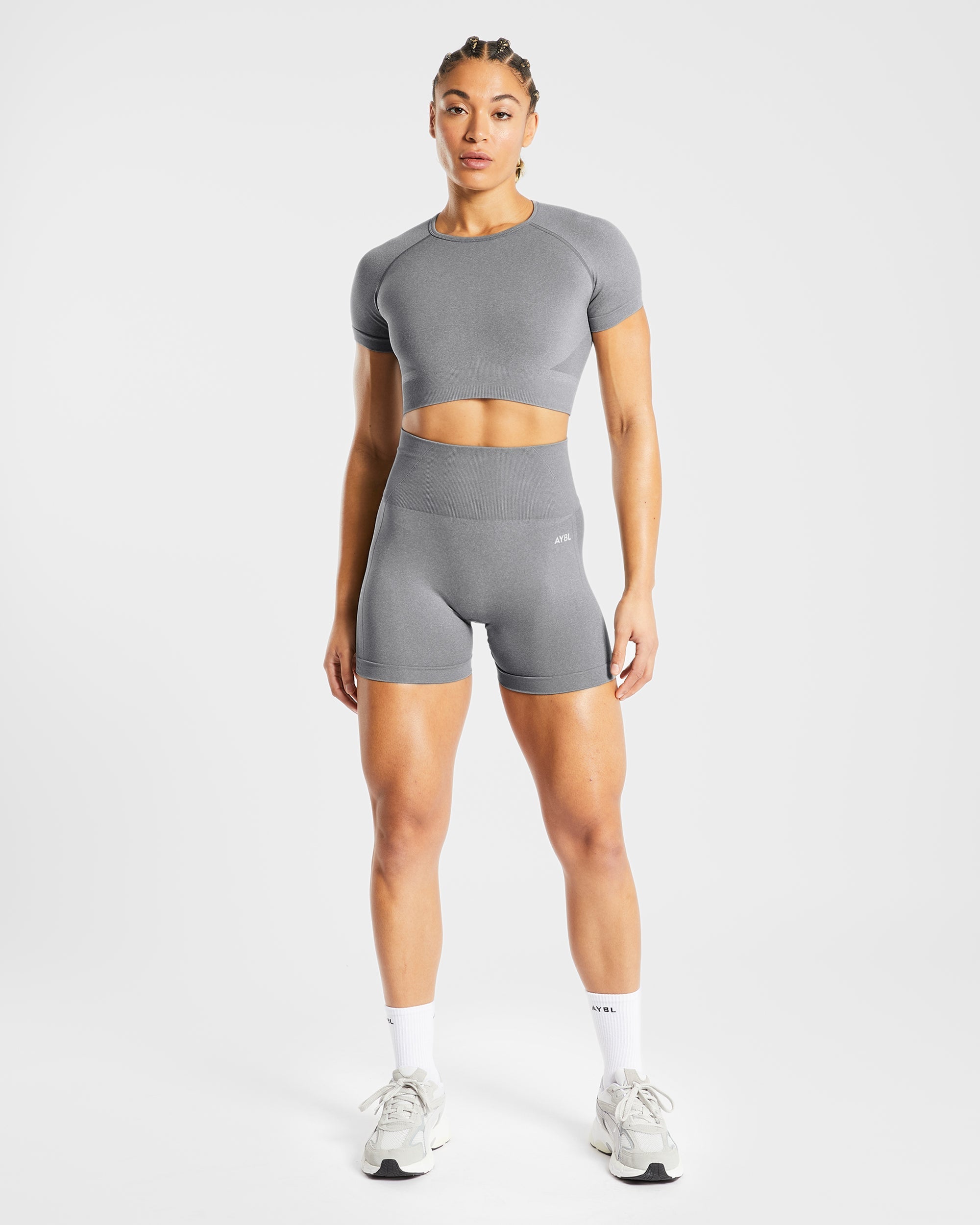 Empower Seamless Crop Top - Grau Marl