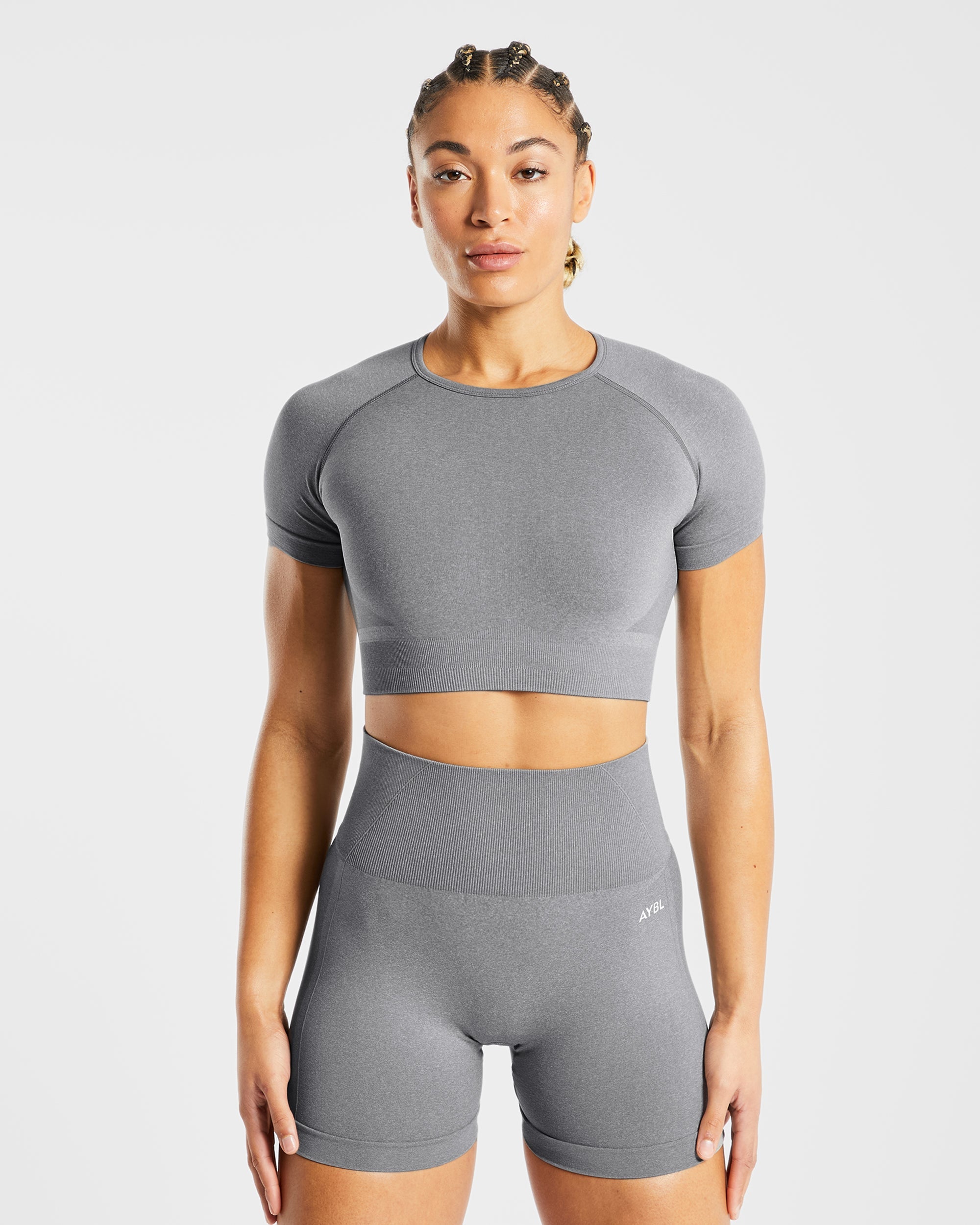 Empower Seamless Crop Top - Grau Marl