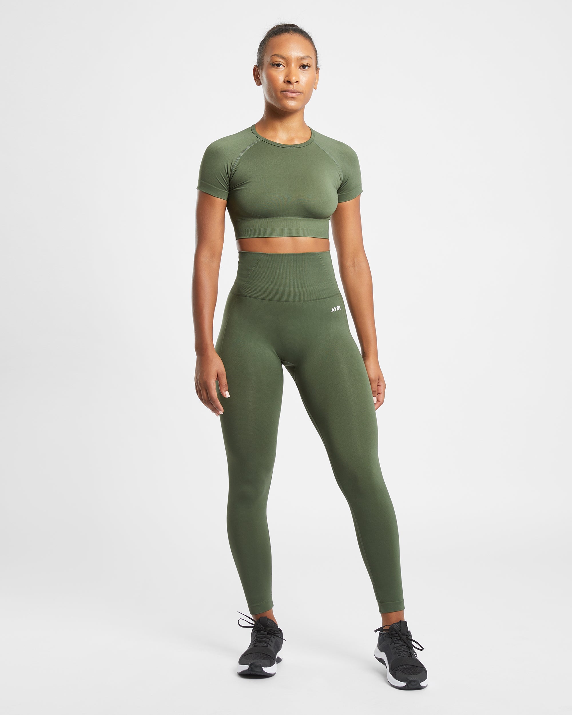 Empower Seamless Crop Top - Khaki Grün