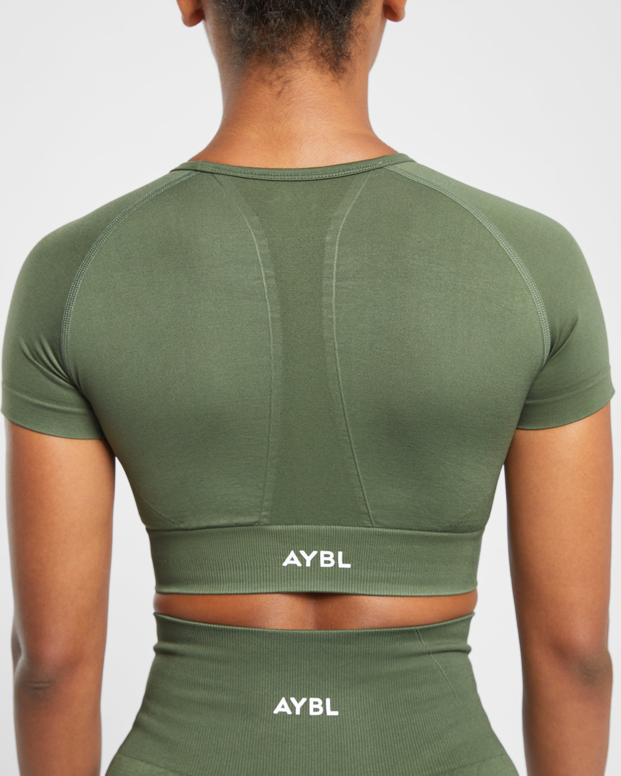 Empower Seamless Crop Top - Khaki Grün