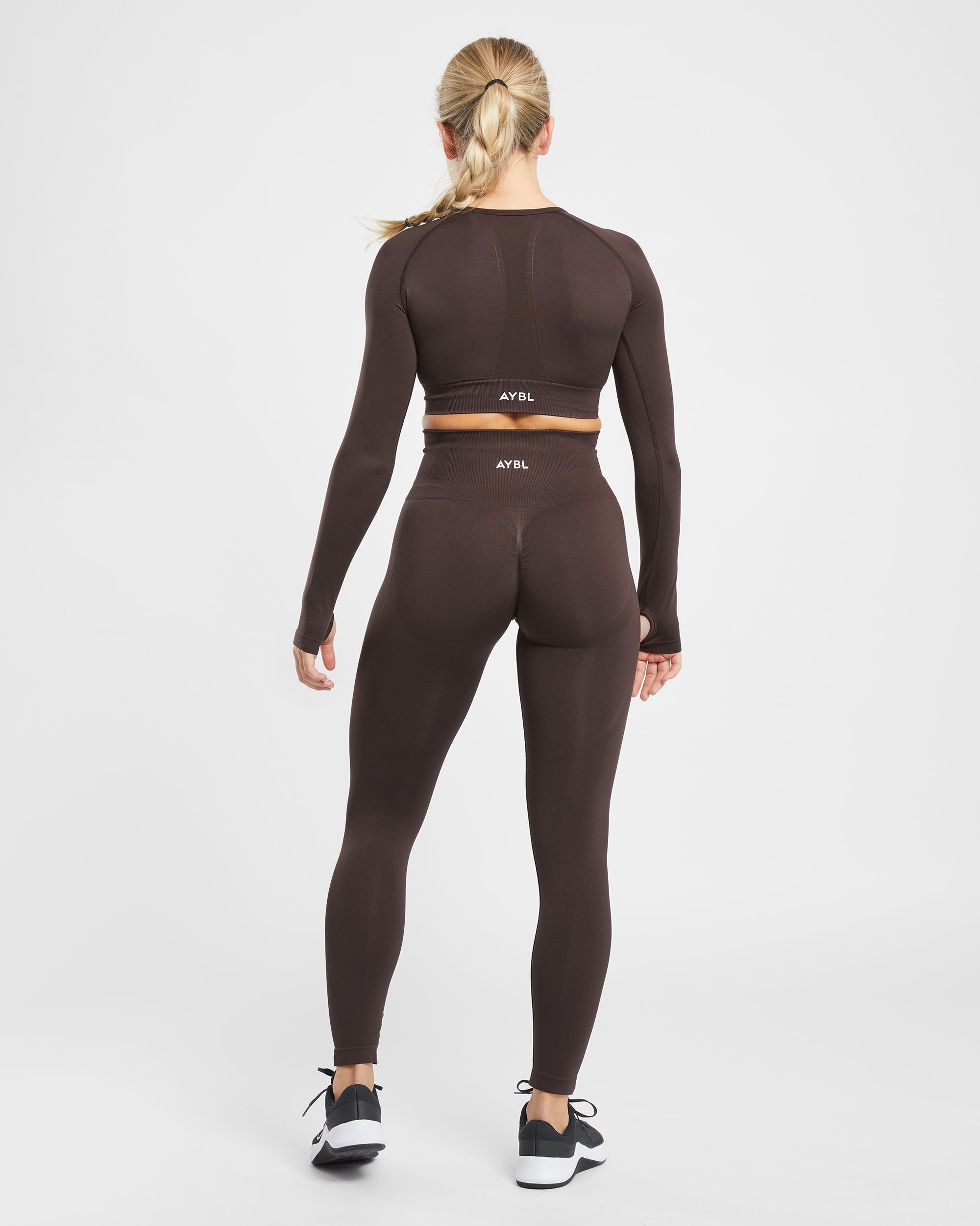 Empower Seamless Long Sleeve Crop Top - Cocoa Braun