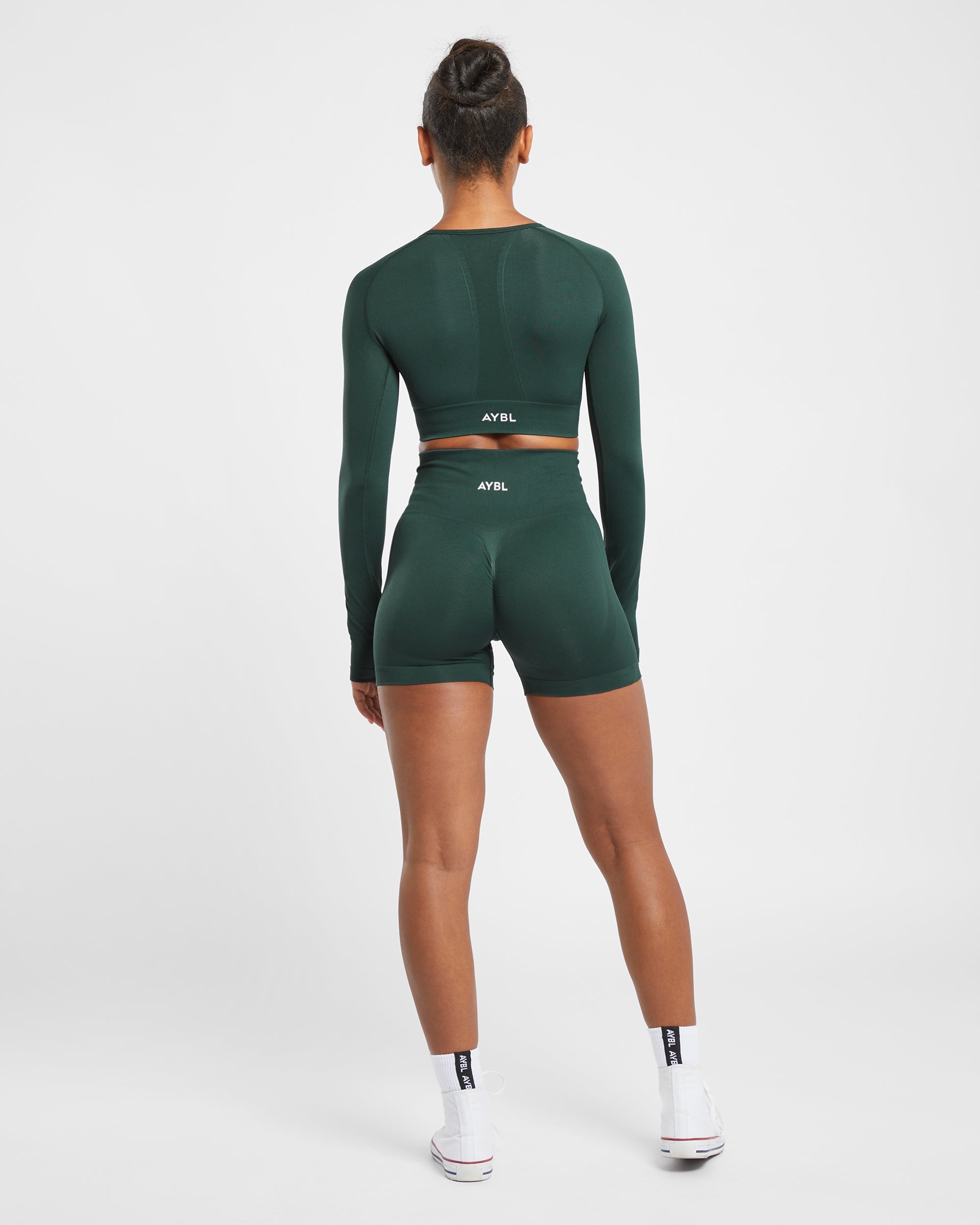 Empower Seamless Long Sleeve Crop Top - Dark Grün