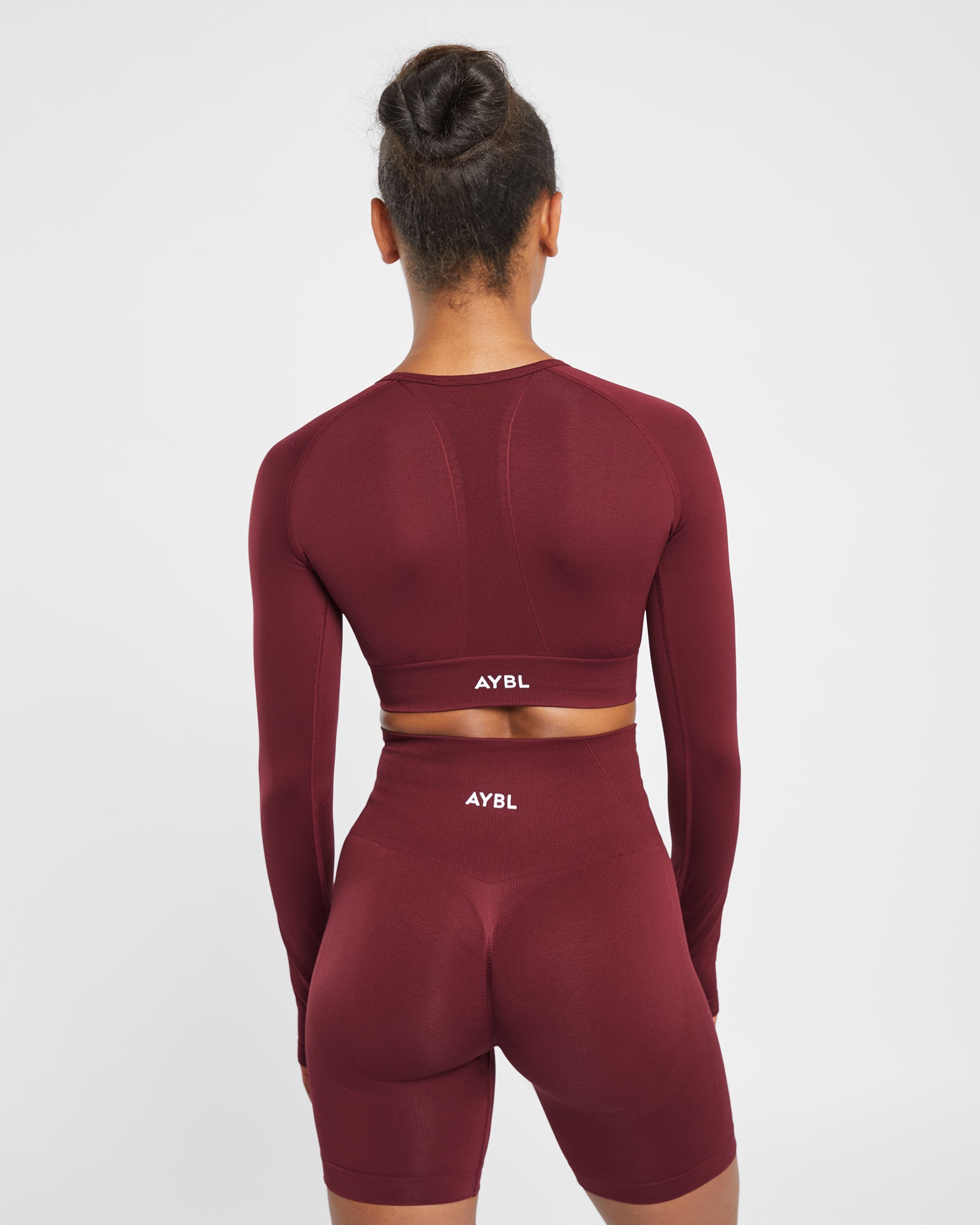 Empower Seamless Long Sleeve Crop Top - Rot Wine