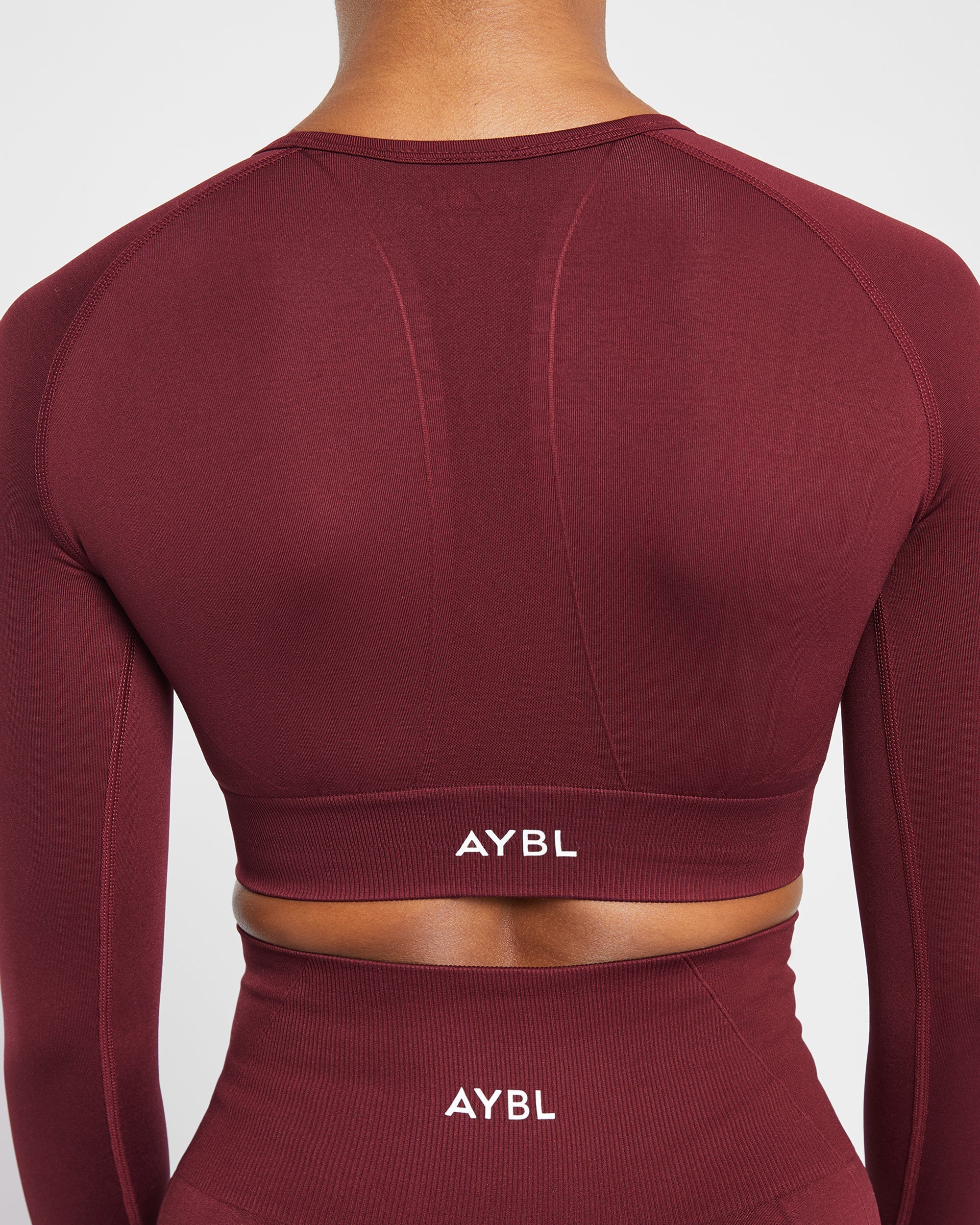 Empower Seamless Long Sleeve Crop Top - Rot Wine