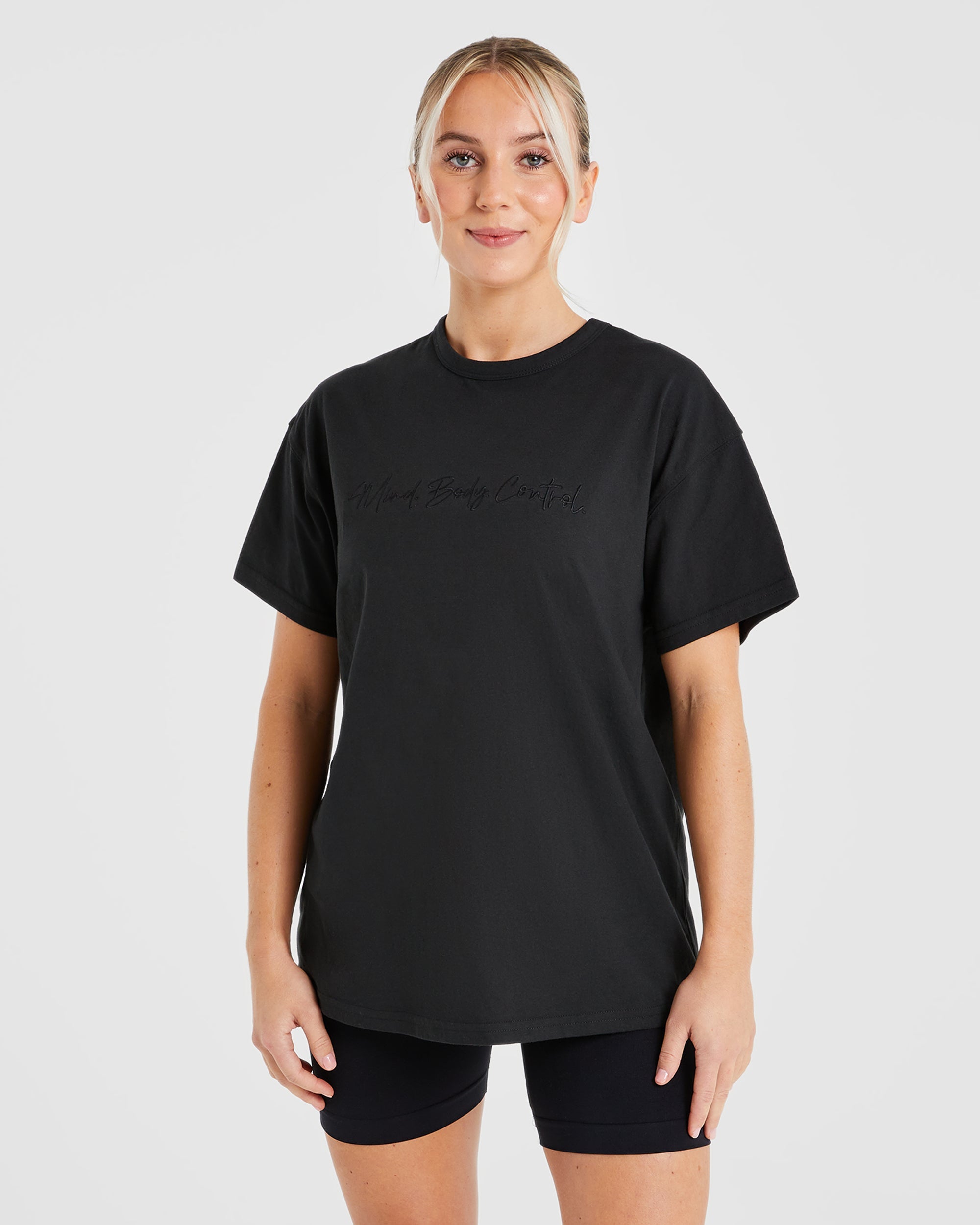 Mind Body Control Oversized T Shirt - Schwarz