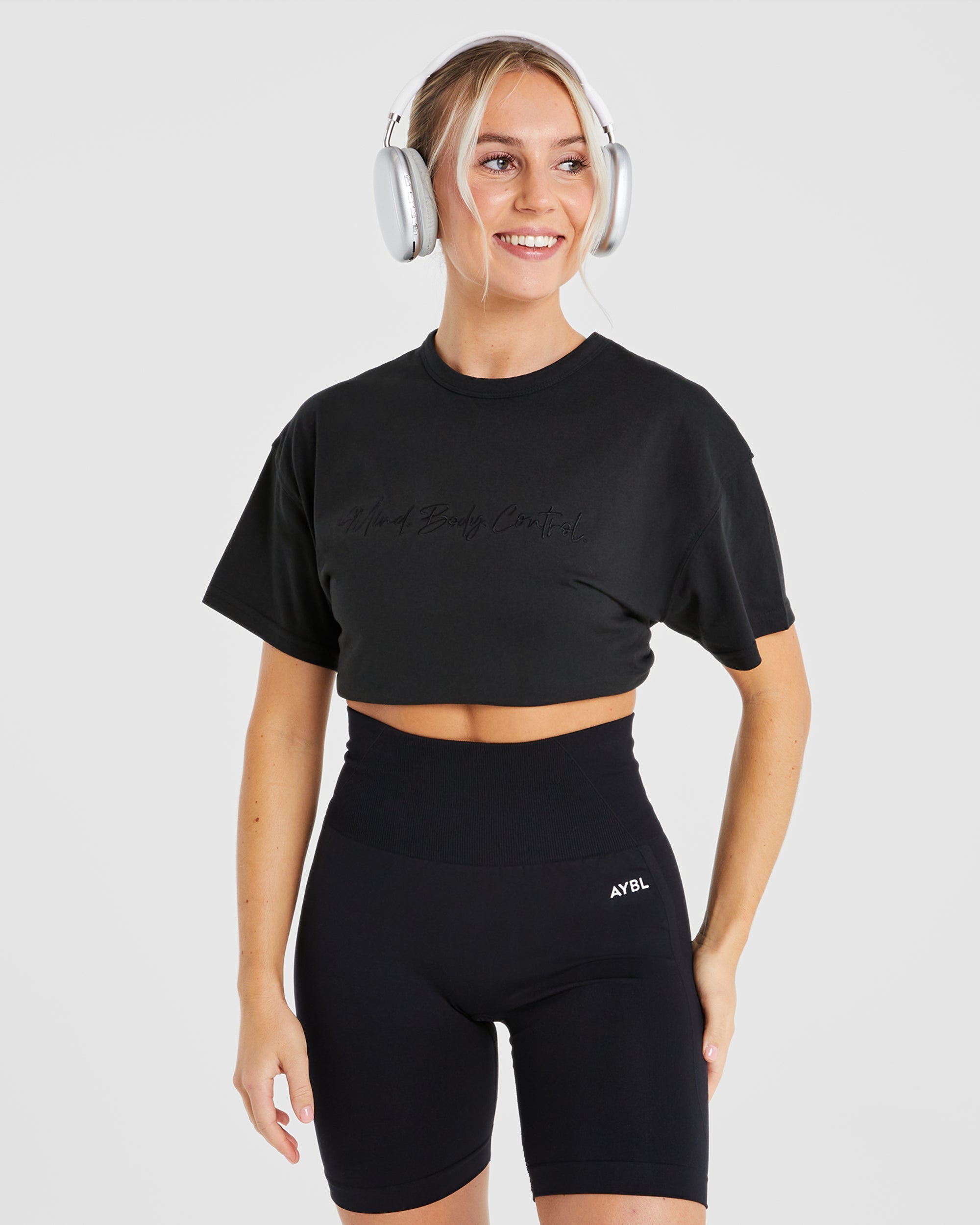 Mind Body Control Oversized T Shirt - Schwarz