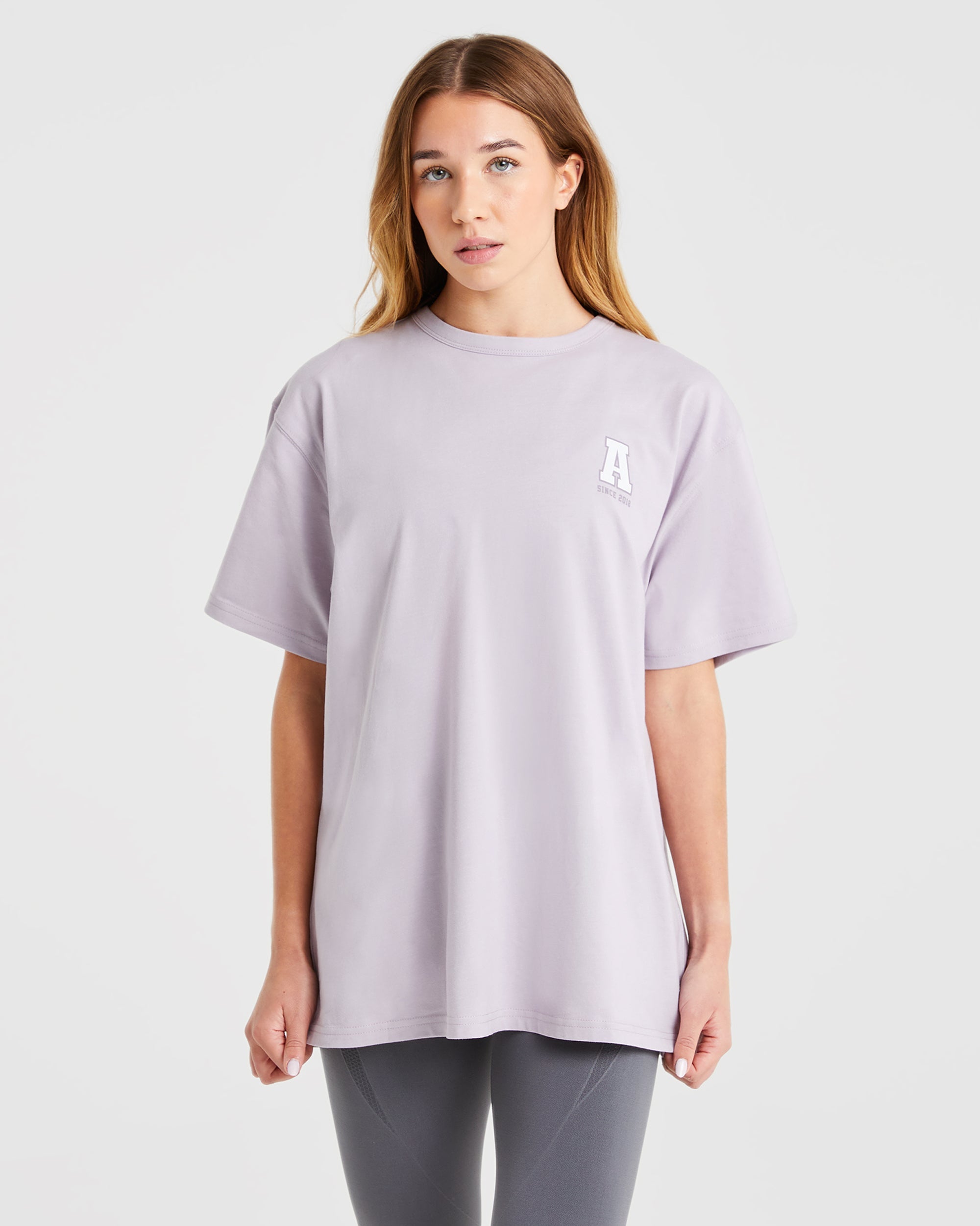 Varsity Statement Oversized T Shirt - Lila