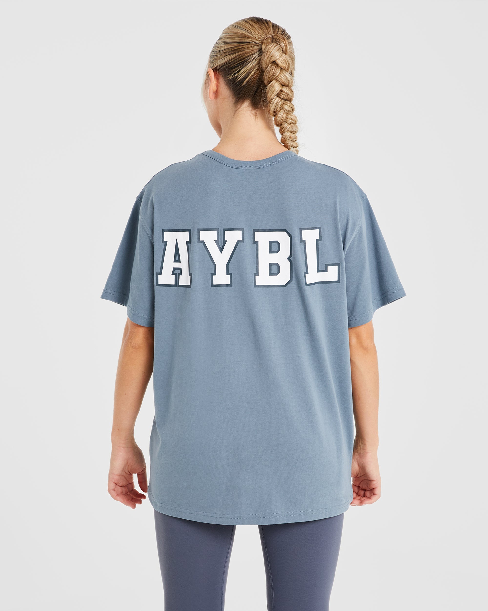 Varsity Statement Oversized T Shirt - Slate Blau