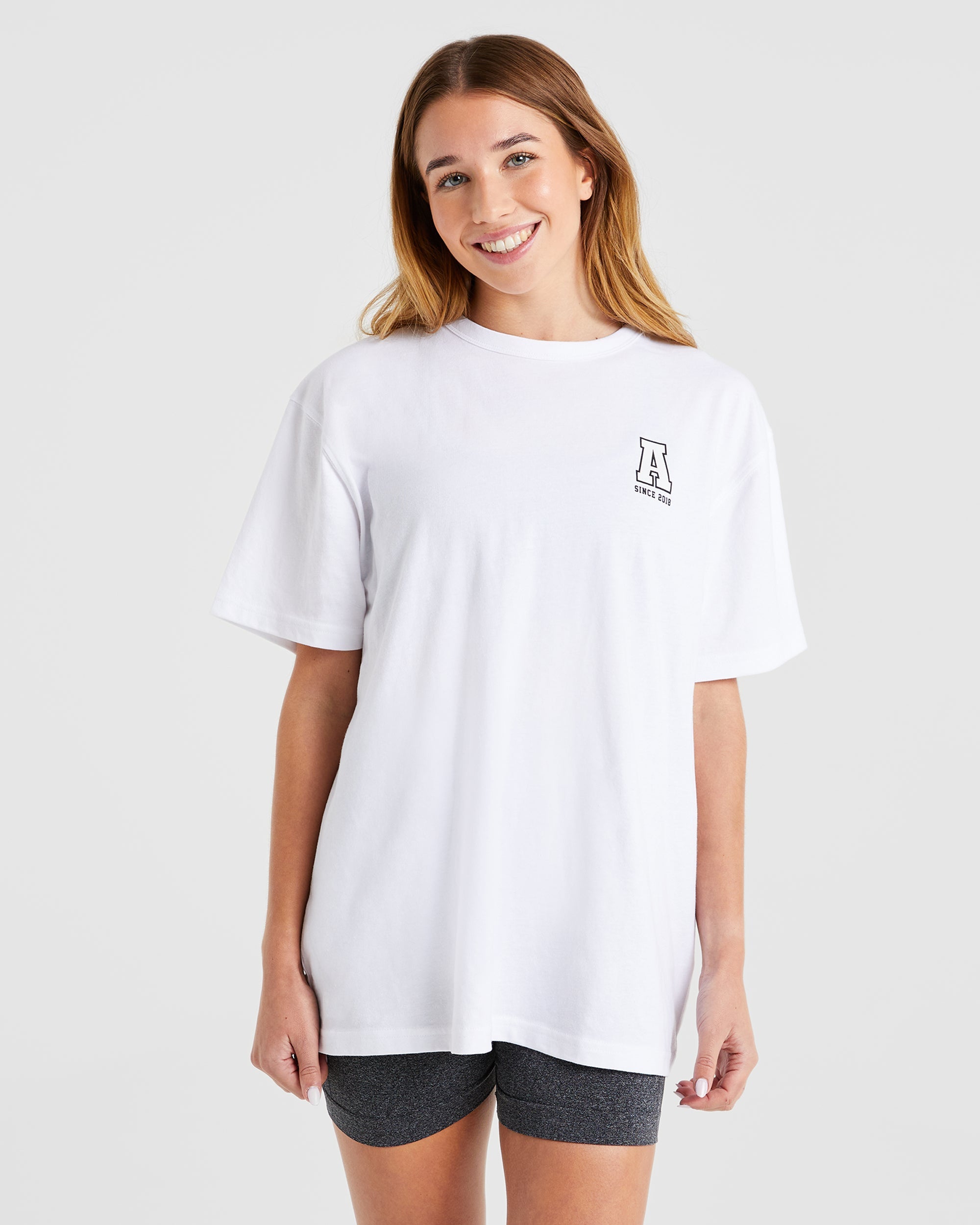 Varsity Statement Oversized T Shirt - Weiß