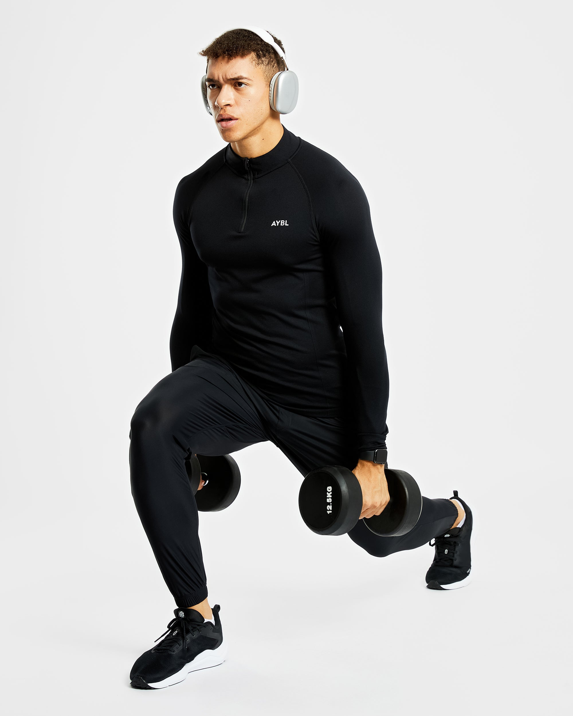 Essential Seamless 1/4 Zip Pullover - Schwarz