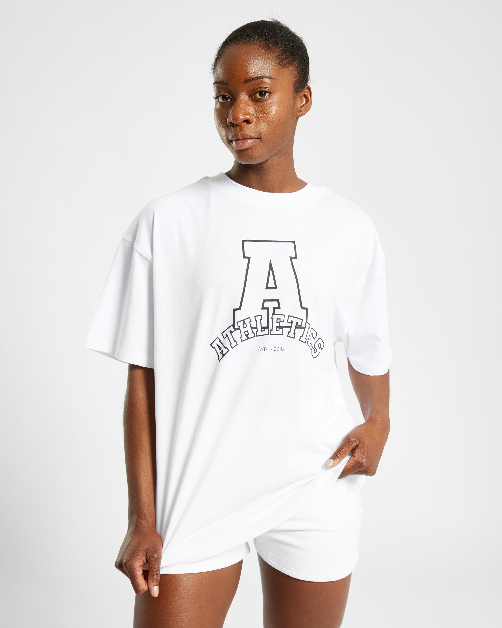 Athletics Varsity Oversized T Shirt - Weiß