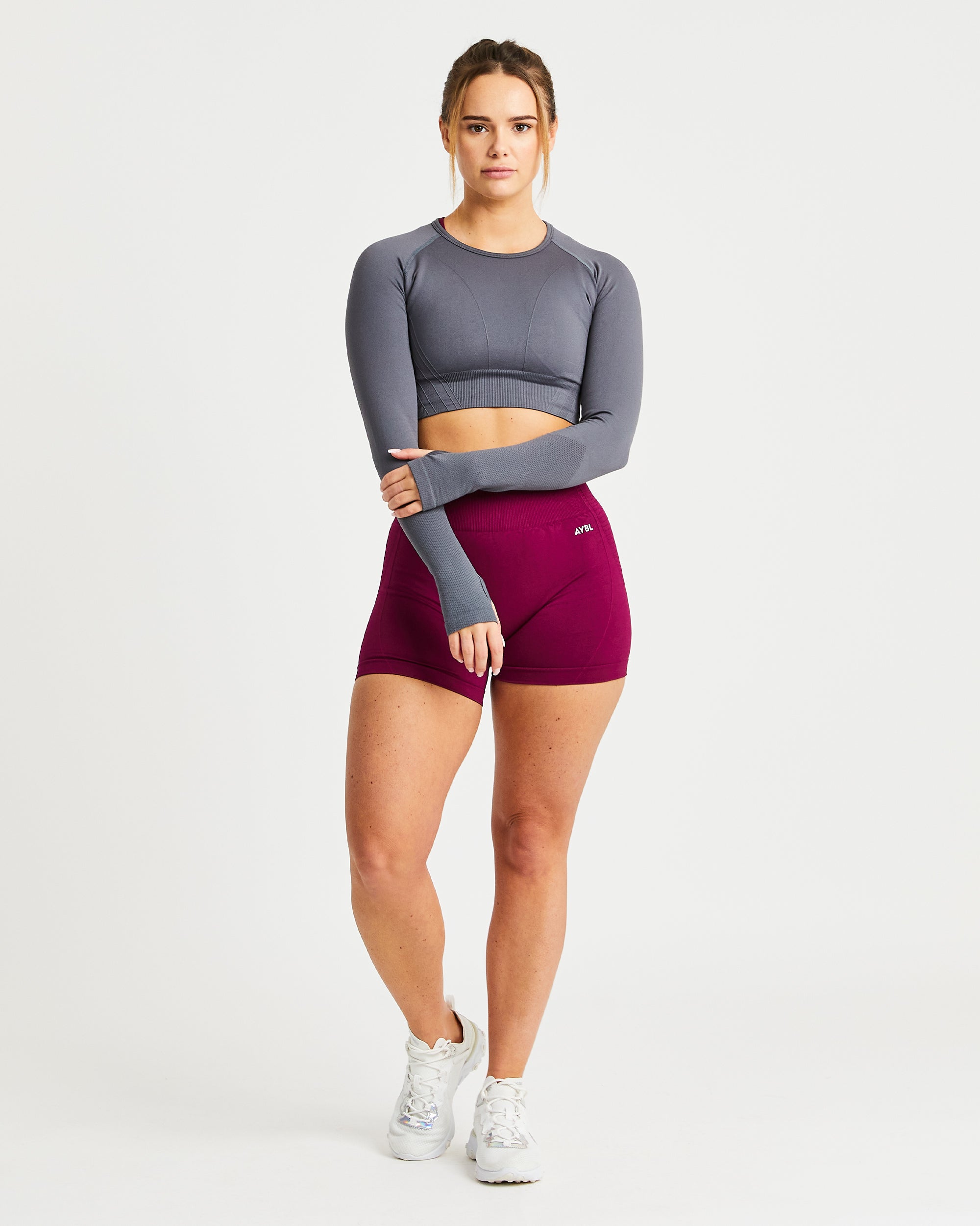 Balance V2 Seamless Long Sleeve Crop Top - Castlerock Grau