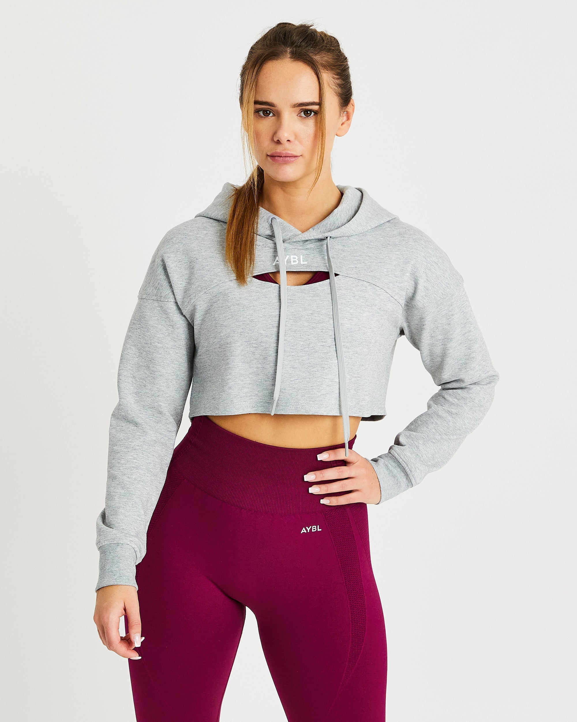 Everyday Cutout Crop Hoodie - Heather Grau