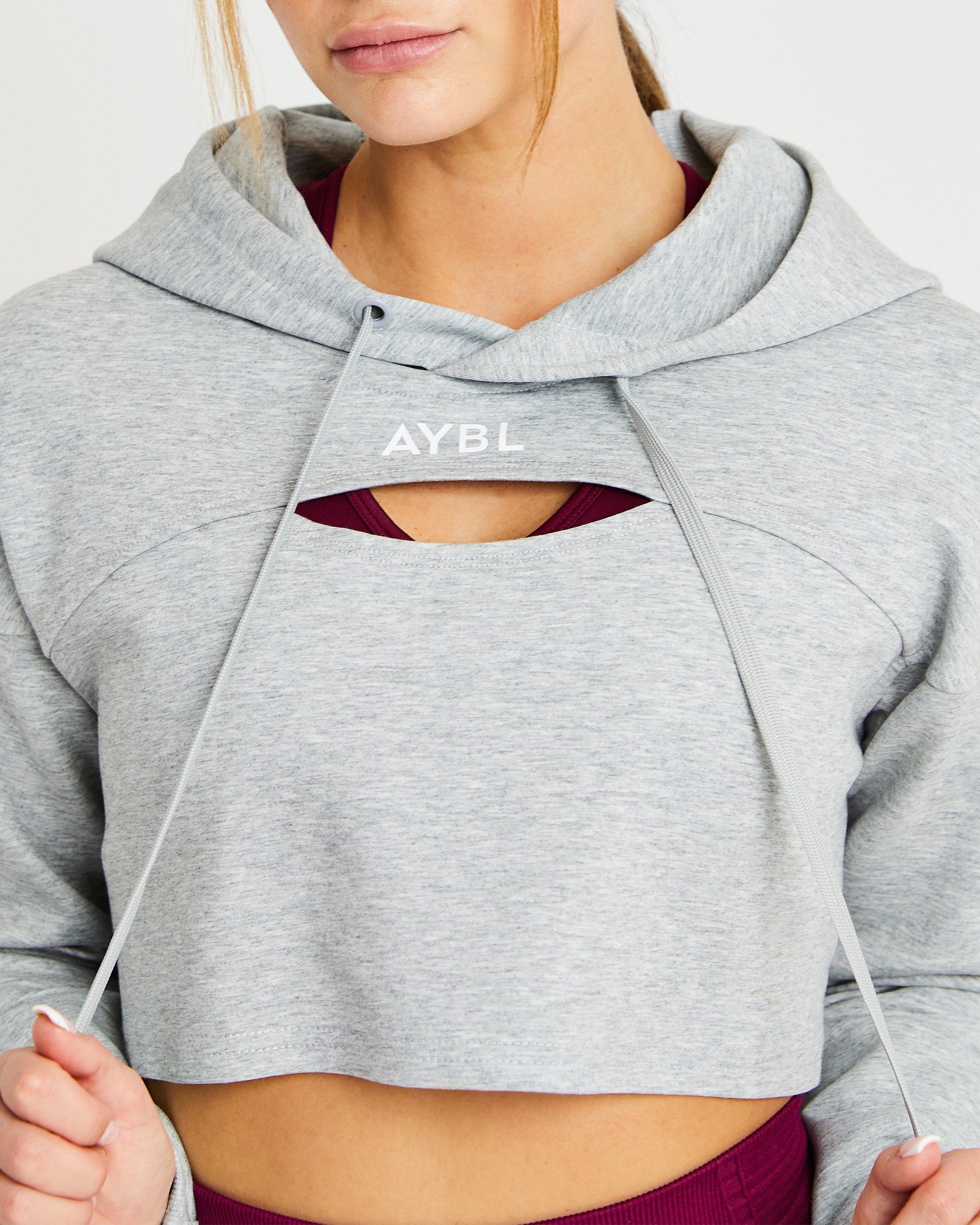 Everyday Cutout Crop Hoodie - Heather Grau