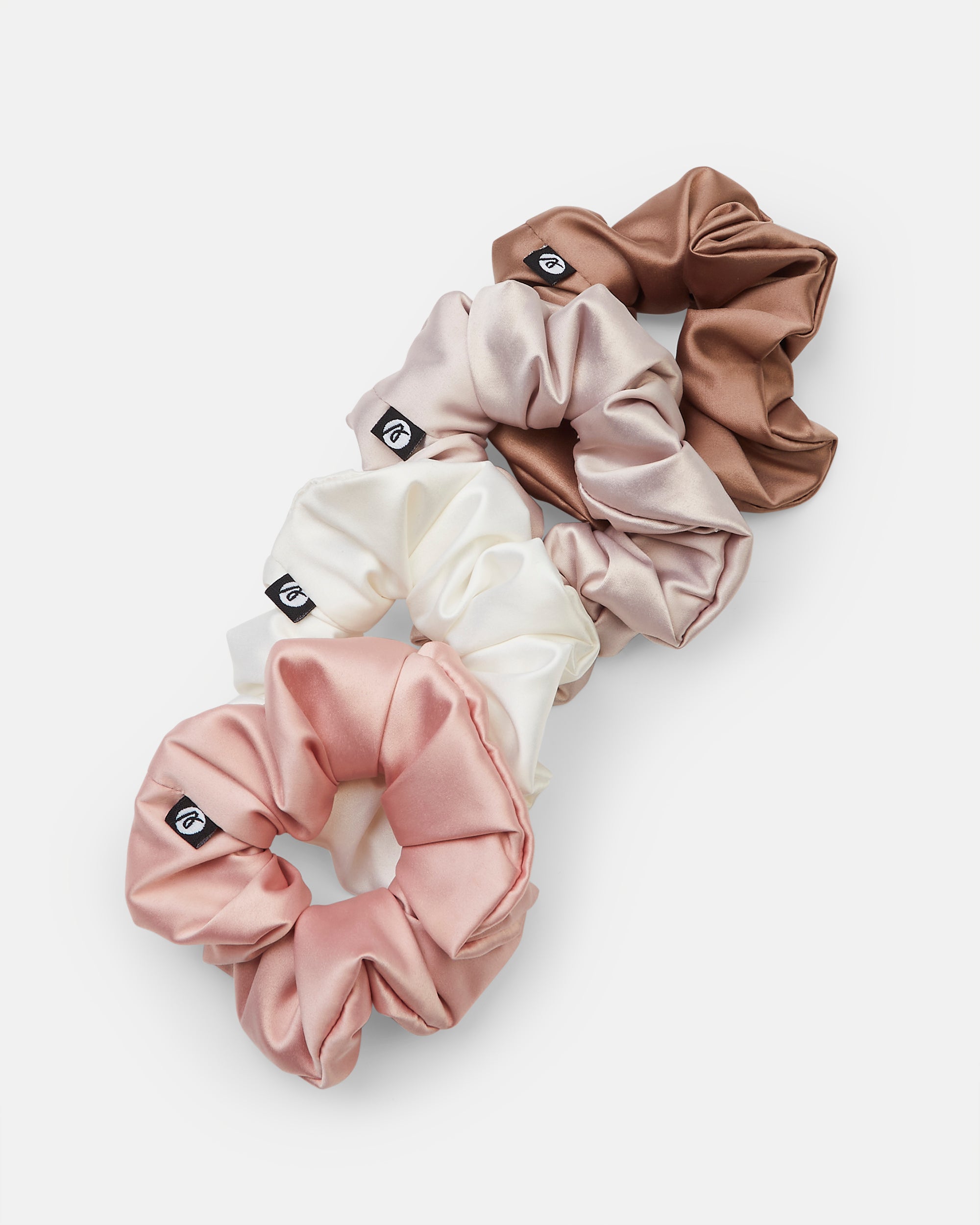 Scrunchie 4 Pack - Weiß/Champagne/Rosa/Mocha