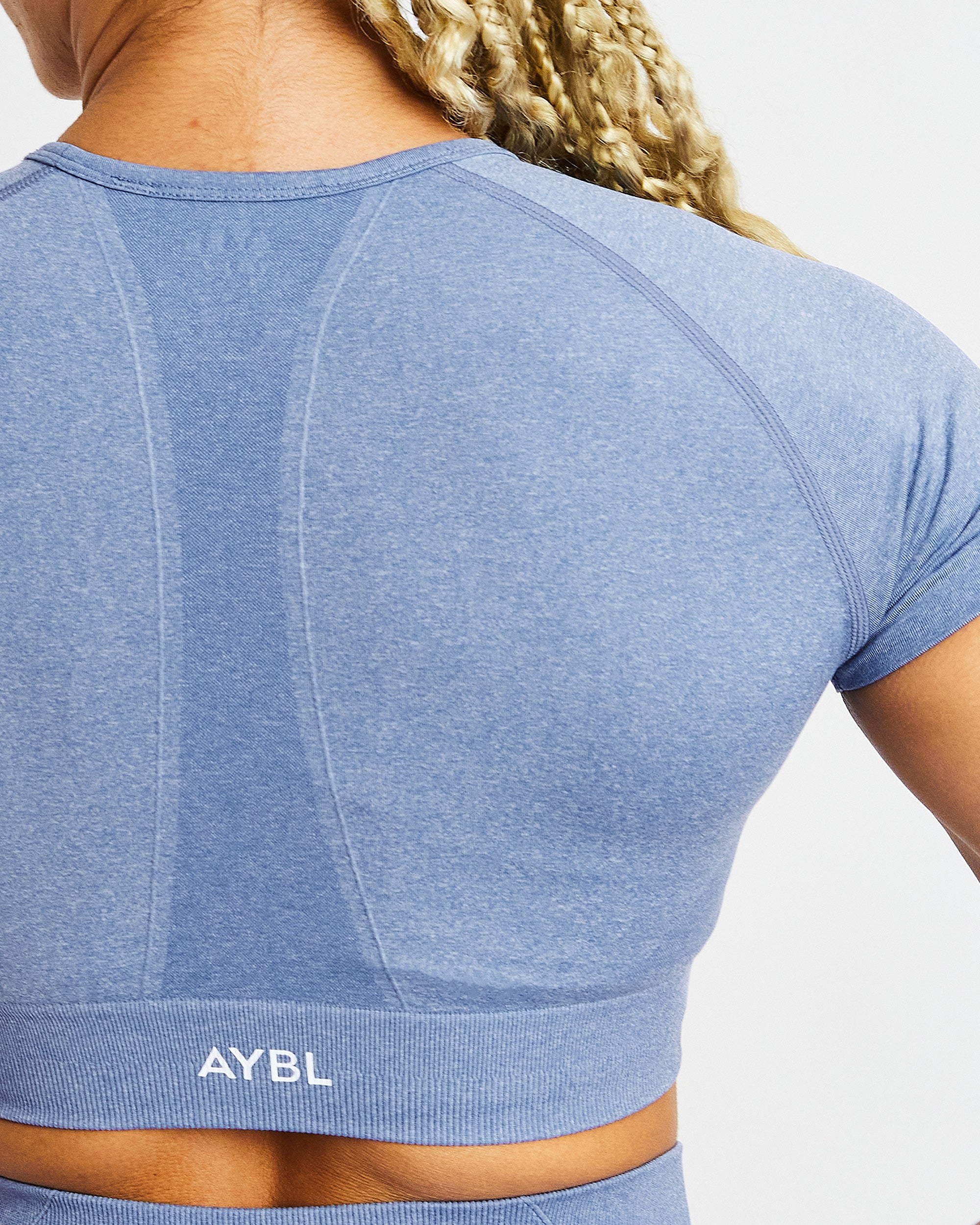 Empower Seamless Crop Top - Blau Marl