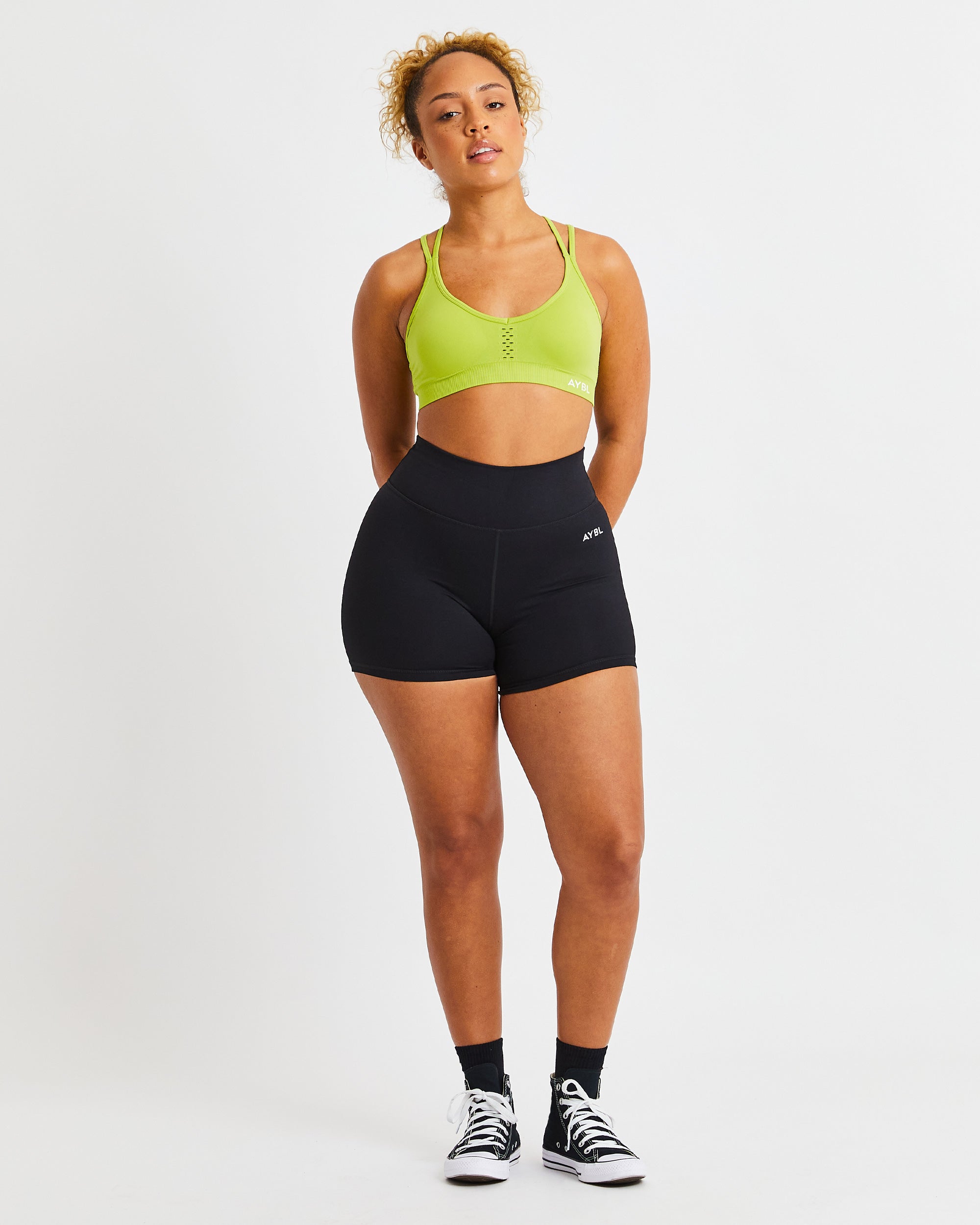 Essential Seamless Strappy Sports Bra - Lime Grün