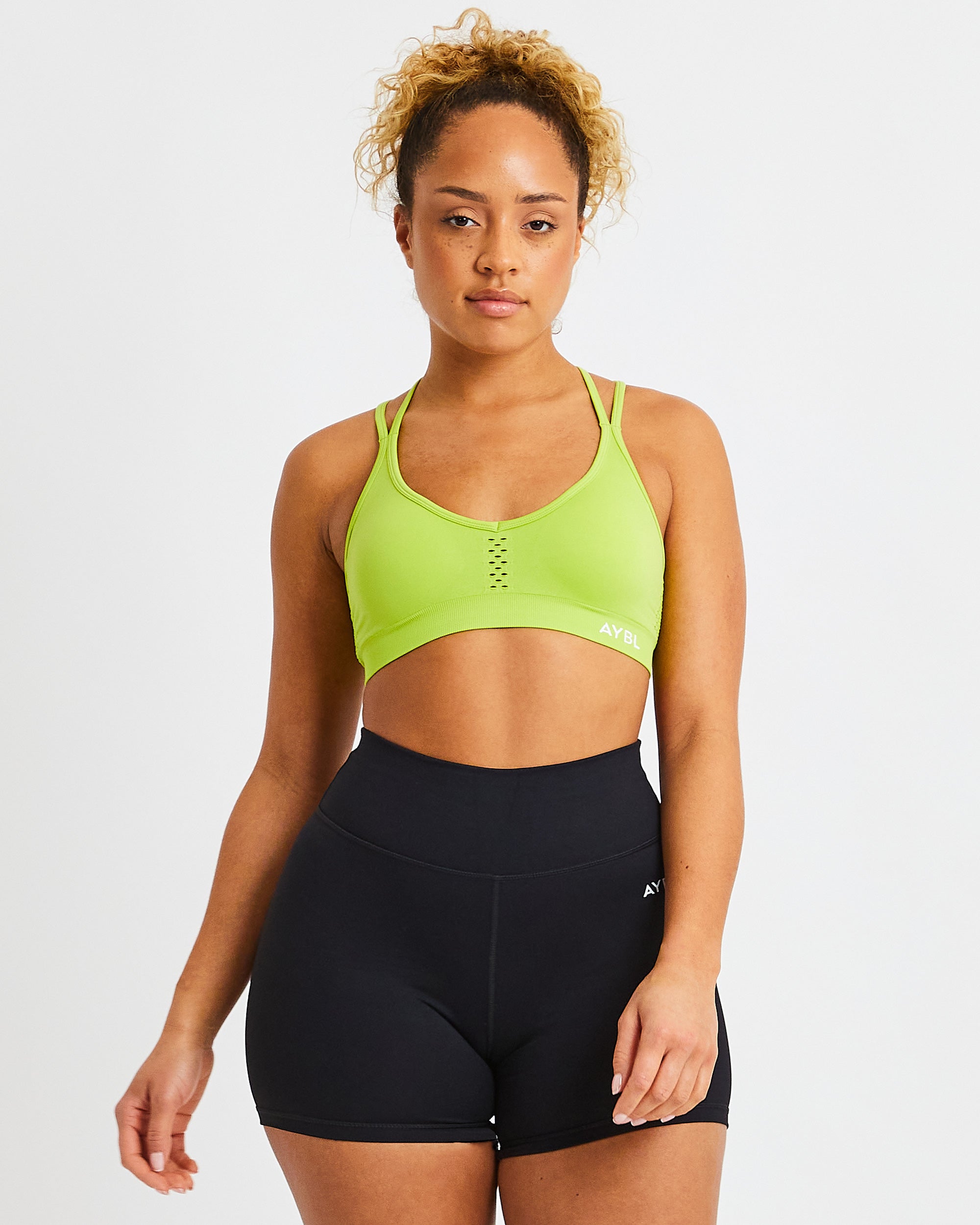 Essential Seamless Strappy Sports Bra - Lime Grün