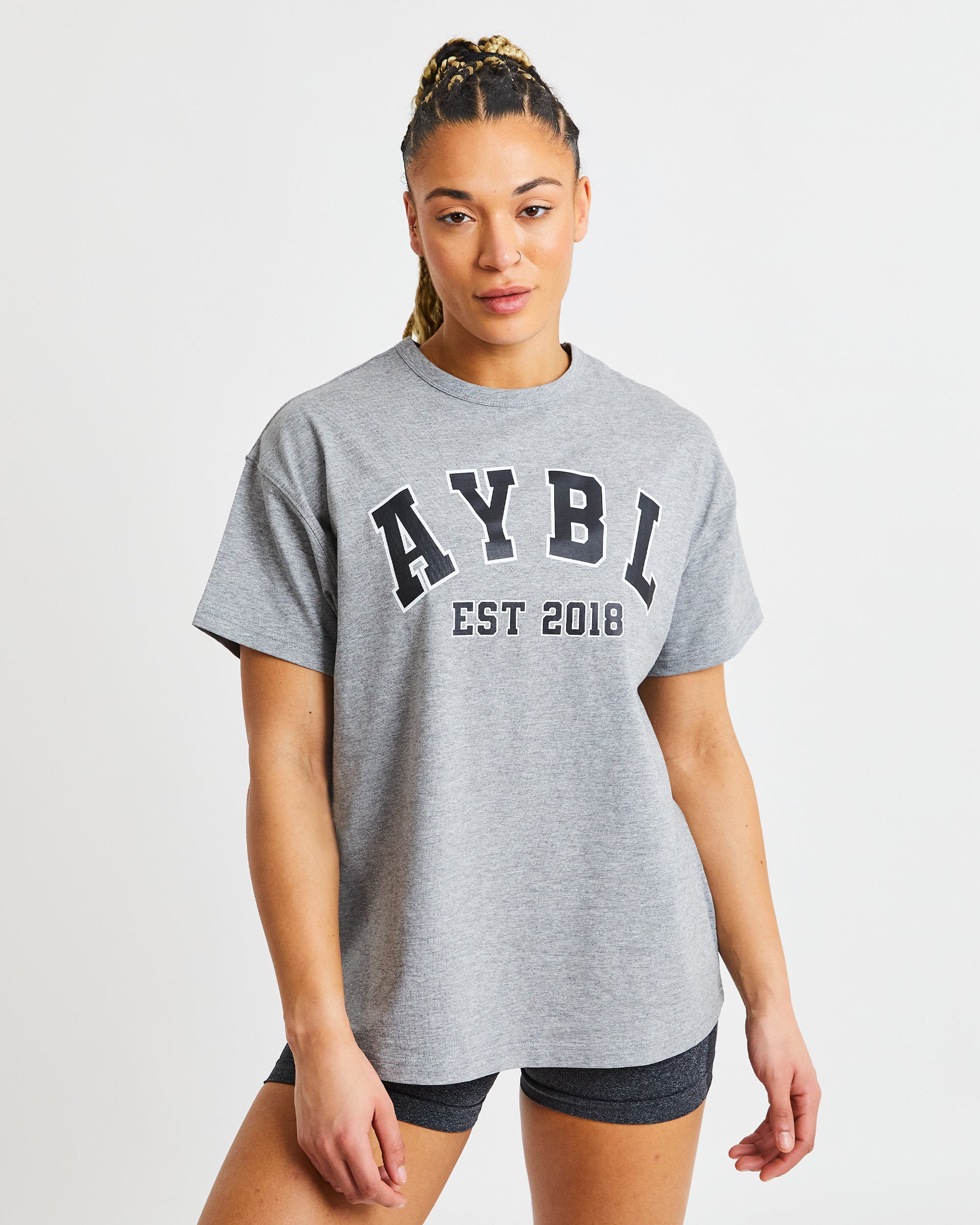 Varsity Oversized T Shirt - Heather Grau