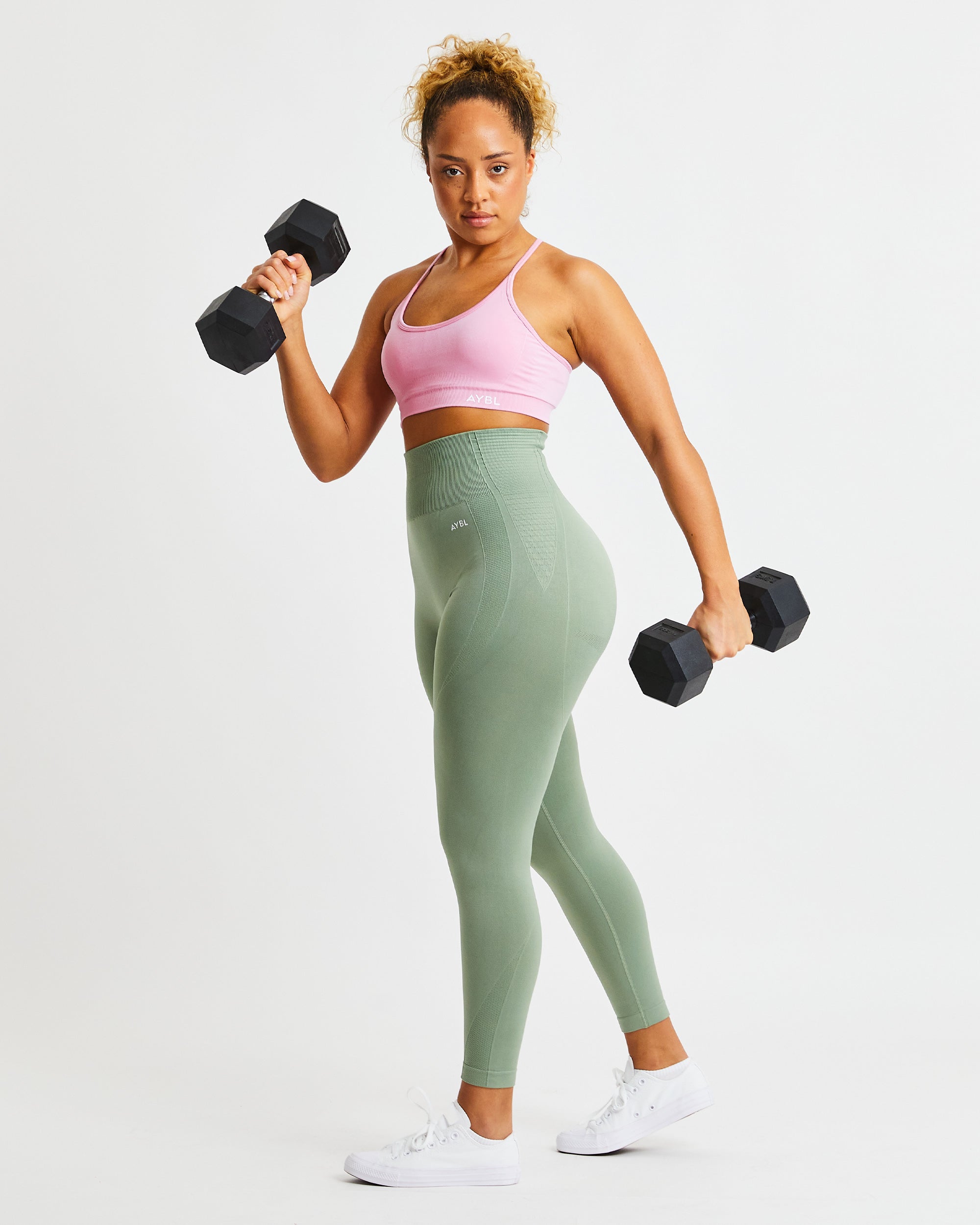 Essential Seamless V Neck Sports Bra - Baby Rosa