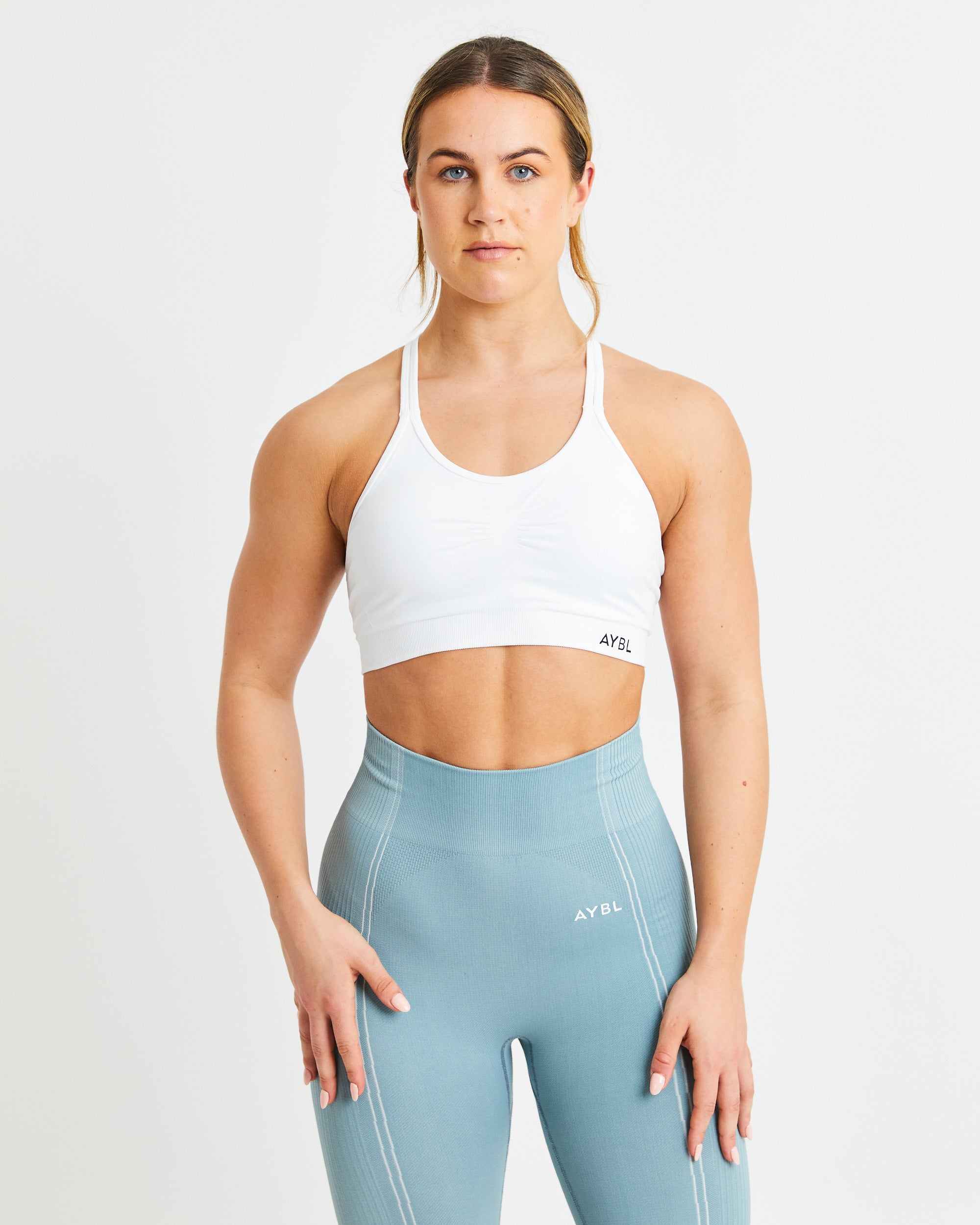 Essential Seamless Ruched Sports Bra - Weiß