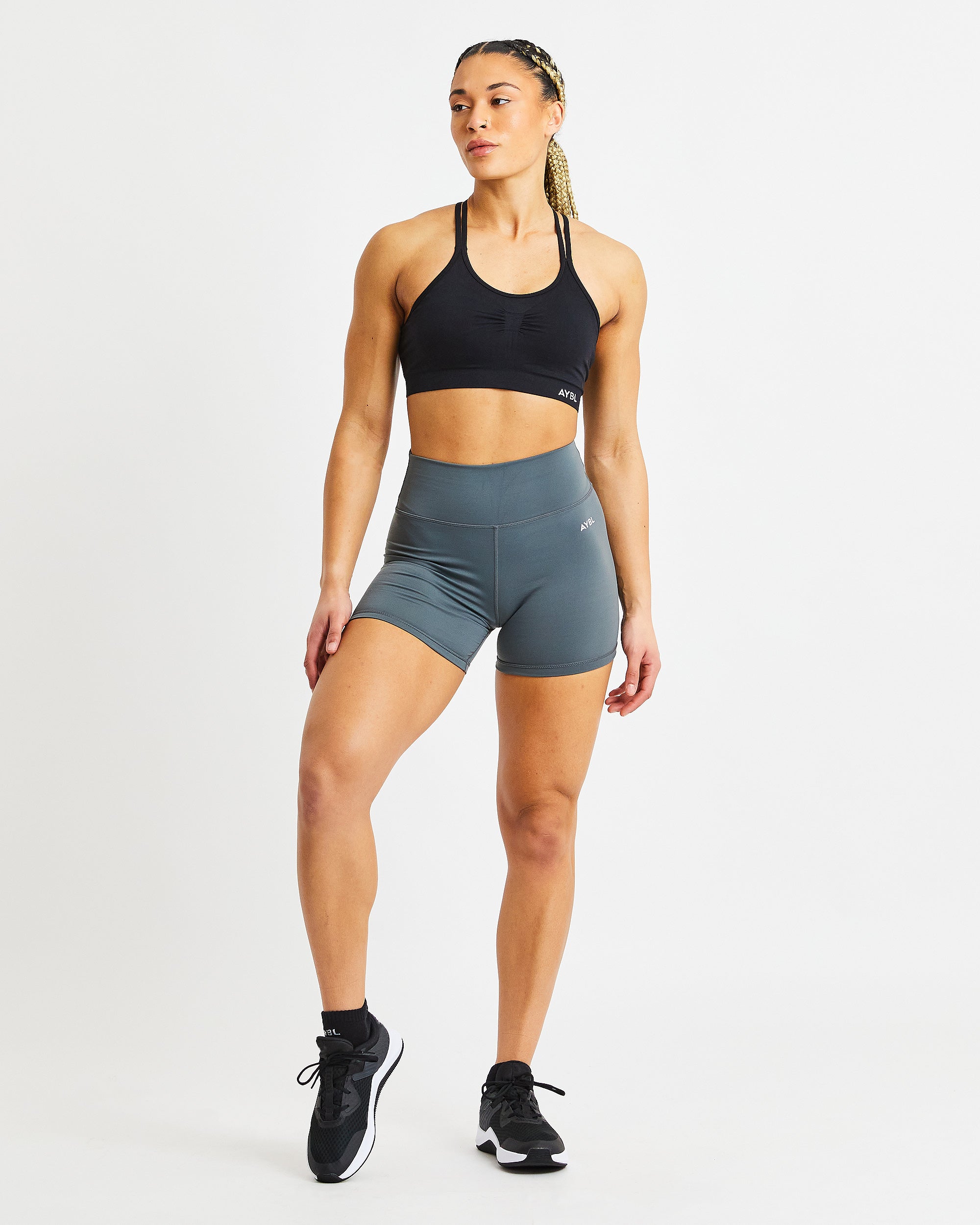 Essential Seamless Ruched Sports Bra - Schwarz