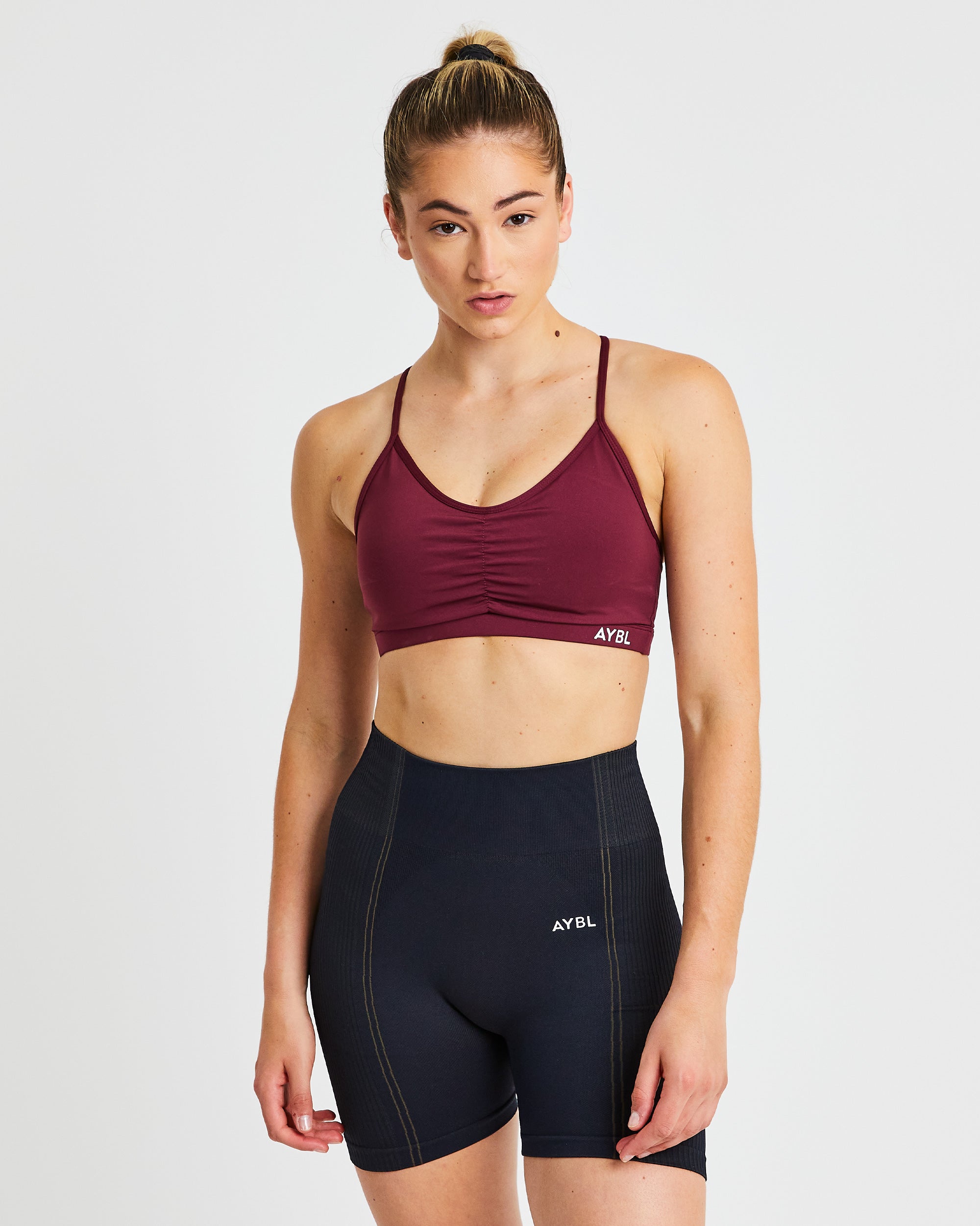 Essential Ruched Sports Bra - Burgundy