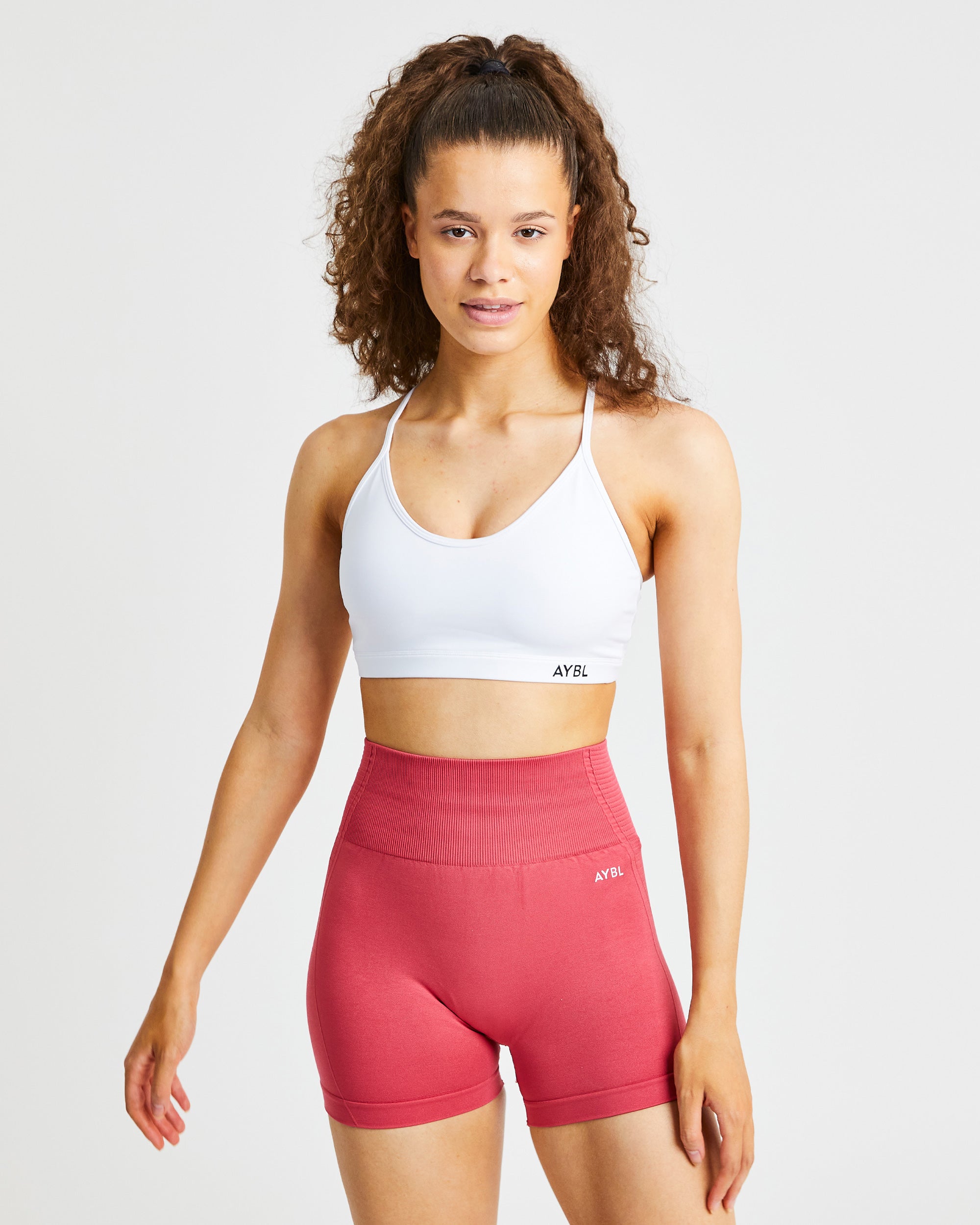 Essential V Neck Sports Bra - Weiß