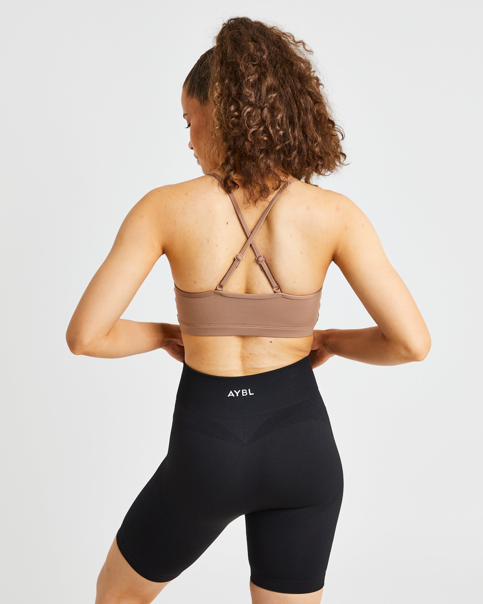 Essential V Neck Sports Bra - Braun